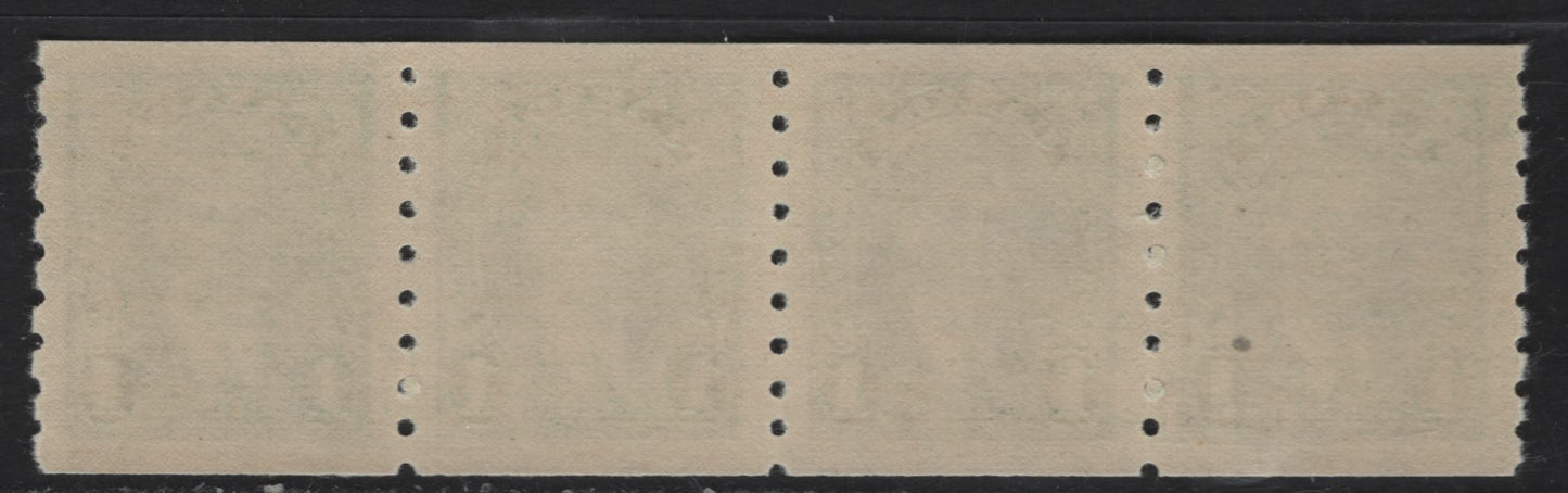 Lot 256 Canada #238 1c Green King George VI, 1937 Mufti Coil Issue, A VFNH Coil Strip Of 4, Perf 8 Vertical