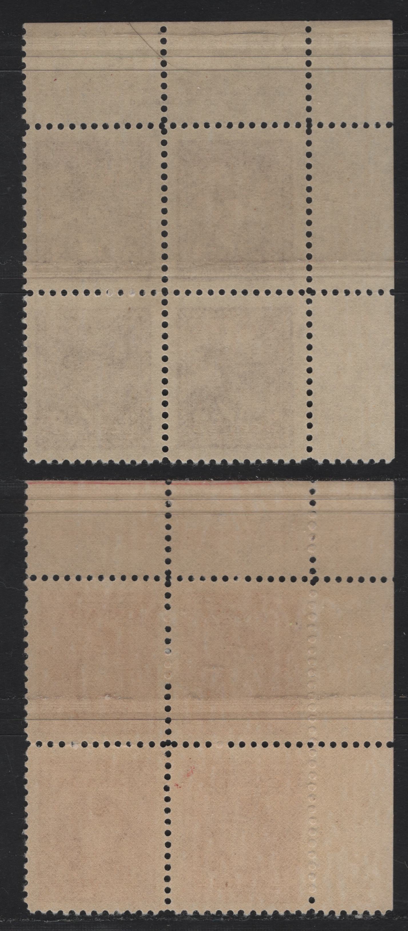 Lot 262 Canada #252, 254 3c - 4c Rose Violet - Dark Carmine King George VI, 1942-1943 War Issue, 2 VFNH UL Plate Blocks Of 4, Plates 27 (3c) & 1 (4c), Perf 12