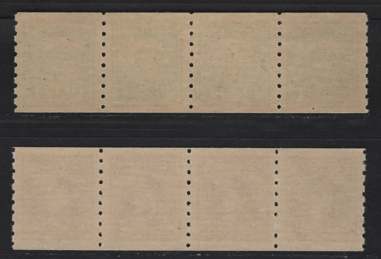 Lot 270 Canada #263-264 1c - 2c Green - Brown King George VI, 1942-1943 War Issue Coils, 2 VFNH Coil Strips Of 4, Perf 8 Vertical