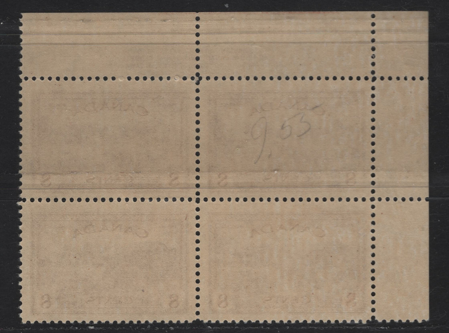 Lot 277 Canada #268 8c Red Brown Eastern Farm Scene, 1946 Peace Issue, A VFNH UL Plate 2 Block Of 4, Perf 12