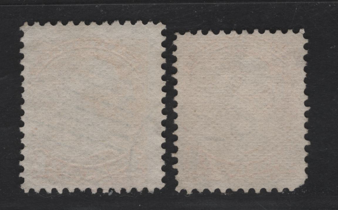 Lot 341 Canada #35i 1c Dull Yellow Queen Victoria, 1870-1893 Small Queen Issue, 2 Fine Used Singles, Late Montreal Printings, Paper Type LM-A, Both Showing Dry Inking Under D, Ostag & Canada Ostag, Perfs 12.1x12.2 & 12.1x12.25