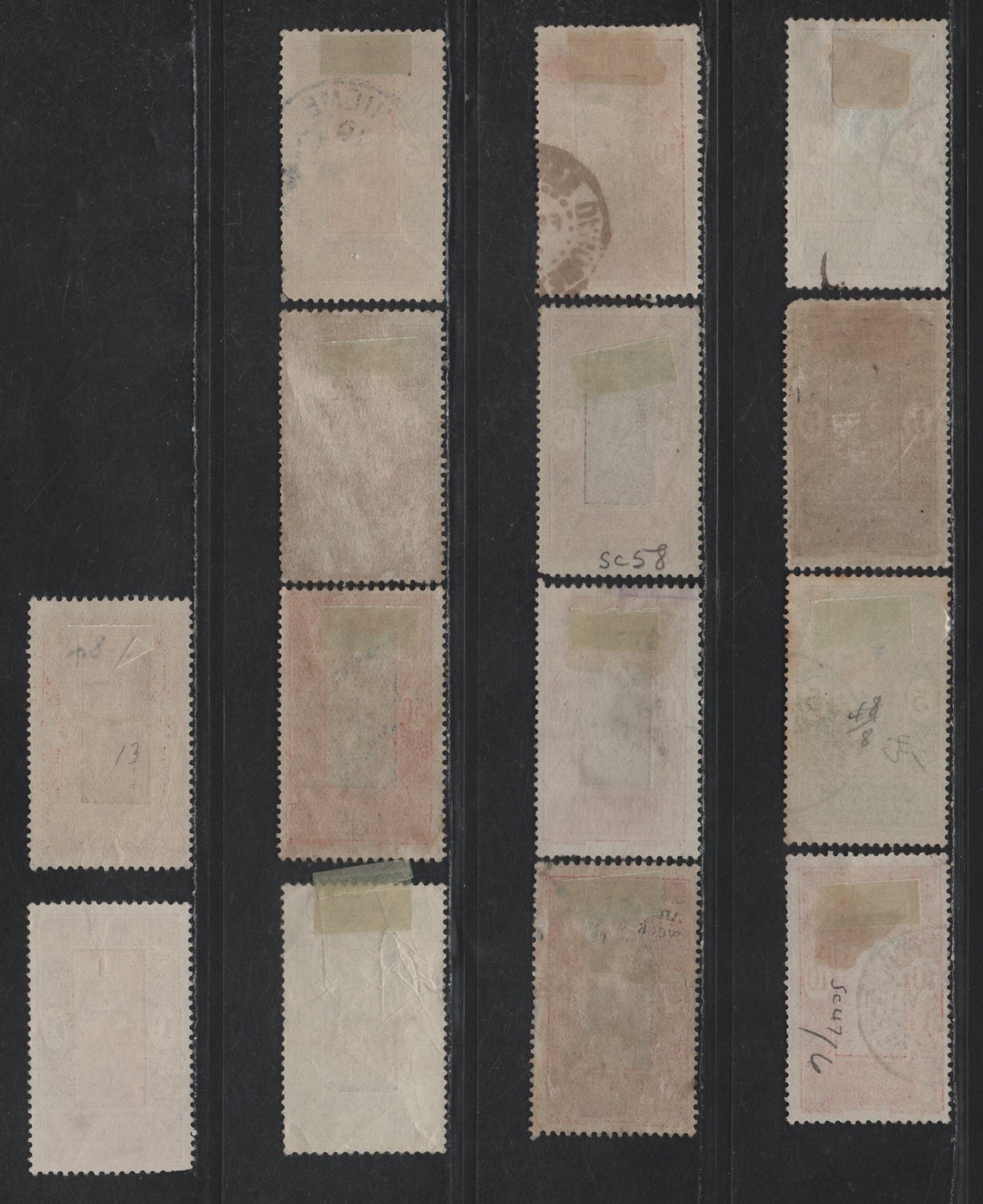 Lot 36 Dahomey SC#42, 45-47, 49-50, 53, 55, 66, 70, 77, 84 1c - 2fr Violet & Black - Yellow Orange & Chocolate Man Climbing Oil Palm, 1913-1939 Pictorial Issue, 14 Very Fine Used Singles