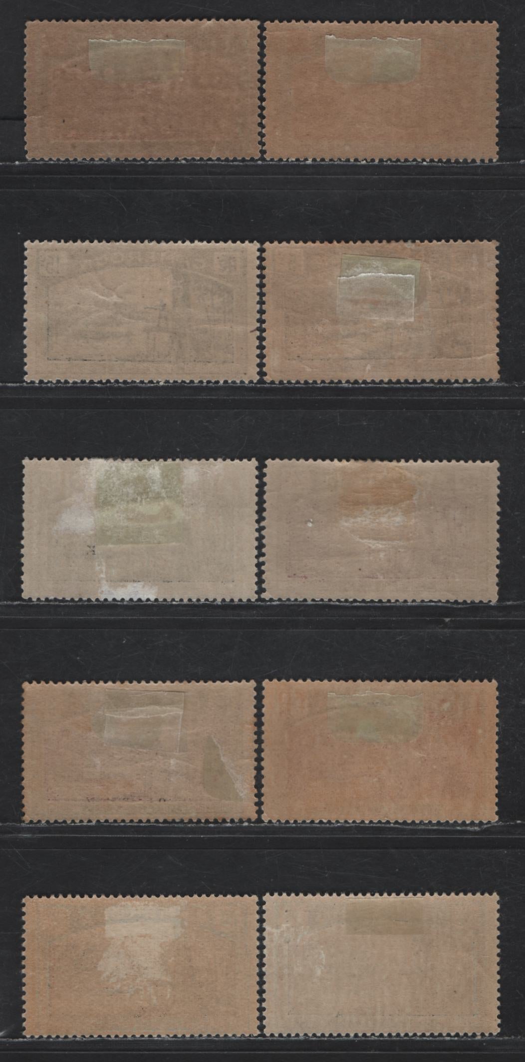 Lot 45 Cameroun SC#J1-J3, J5, J8, J10 2c - 60c Light Blue & Black - Blue Green & Rose Red Man Felling Tree, 1925-1927 Postage Dues, 10 F/VFOG Singles, With Shade Varieties