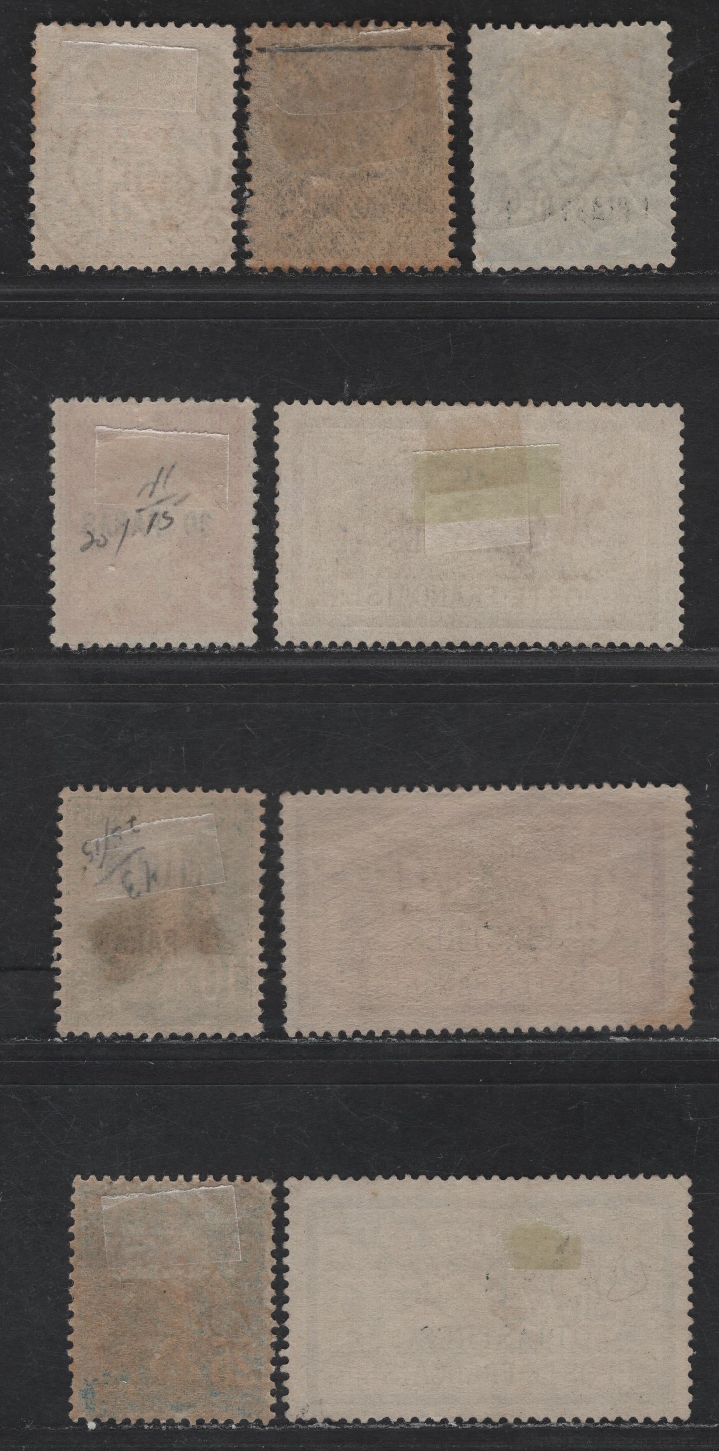 Lot 60 French Offices Abroad - Turkey SC#2, 34-35, 37-38, 41, 43-44 1pi on 25c - 3pi30pa on 25c Black & Rose - Blue Liberty & Commerce - Sower, 1902-1922 Surcharged Issues, 8 Fine/Very Fine Used Singles