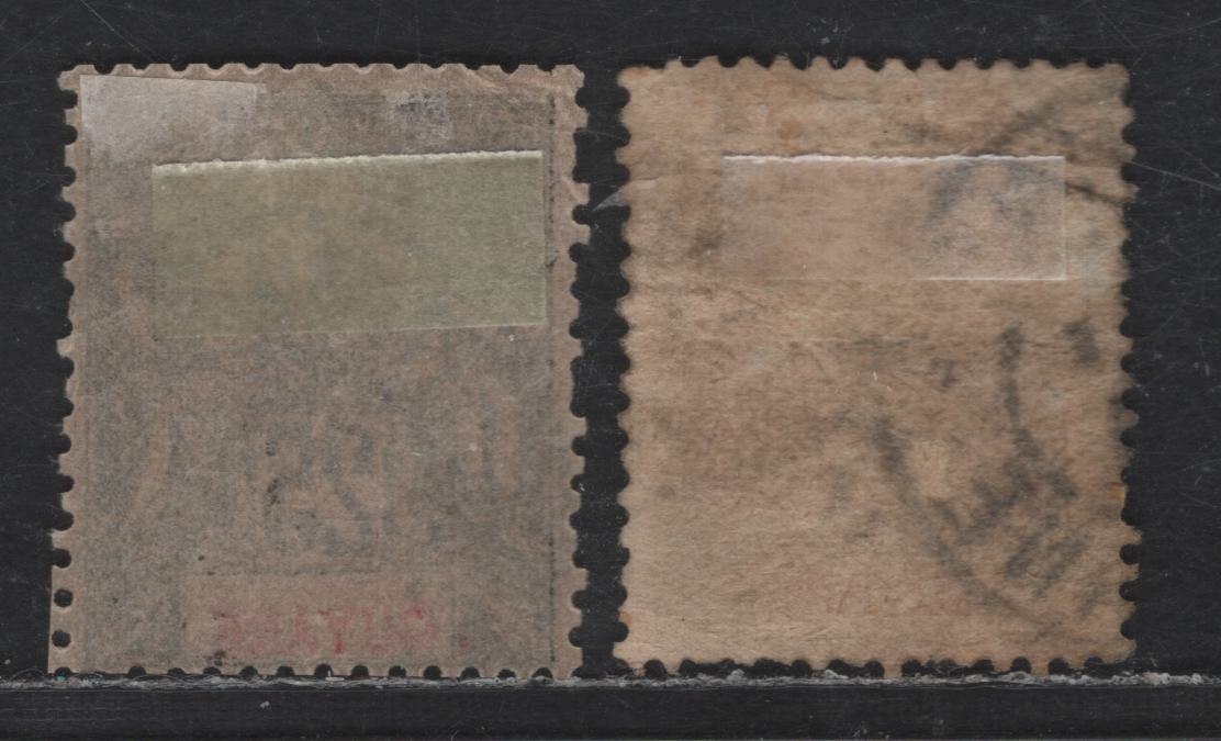 Lot 71 French Guiana SC#42, 48 25c - 75c Black on Rose - Deep Violet on Orange Navigation & Commerce, 1892-1904 Pictorial Issue, 2 Very Good/Fine Used SIngles, Small Crease of 75c