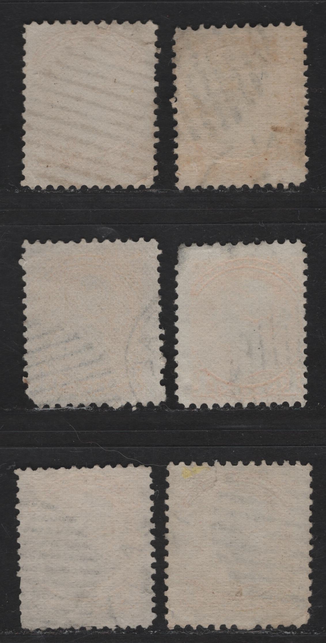 Lot 10 Canada #35iii, 35vii 1c Bright Yellow, Pale Dull Yellow, Ochre Yellow & Bright Lemon Yellow Queen Victoria, 1870-1893 Small Queen Issue, 6 Very Good Used Singles, Mid Montreal Printings, Paper Types MM-F & MM-B, Perf 11.75x12