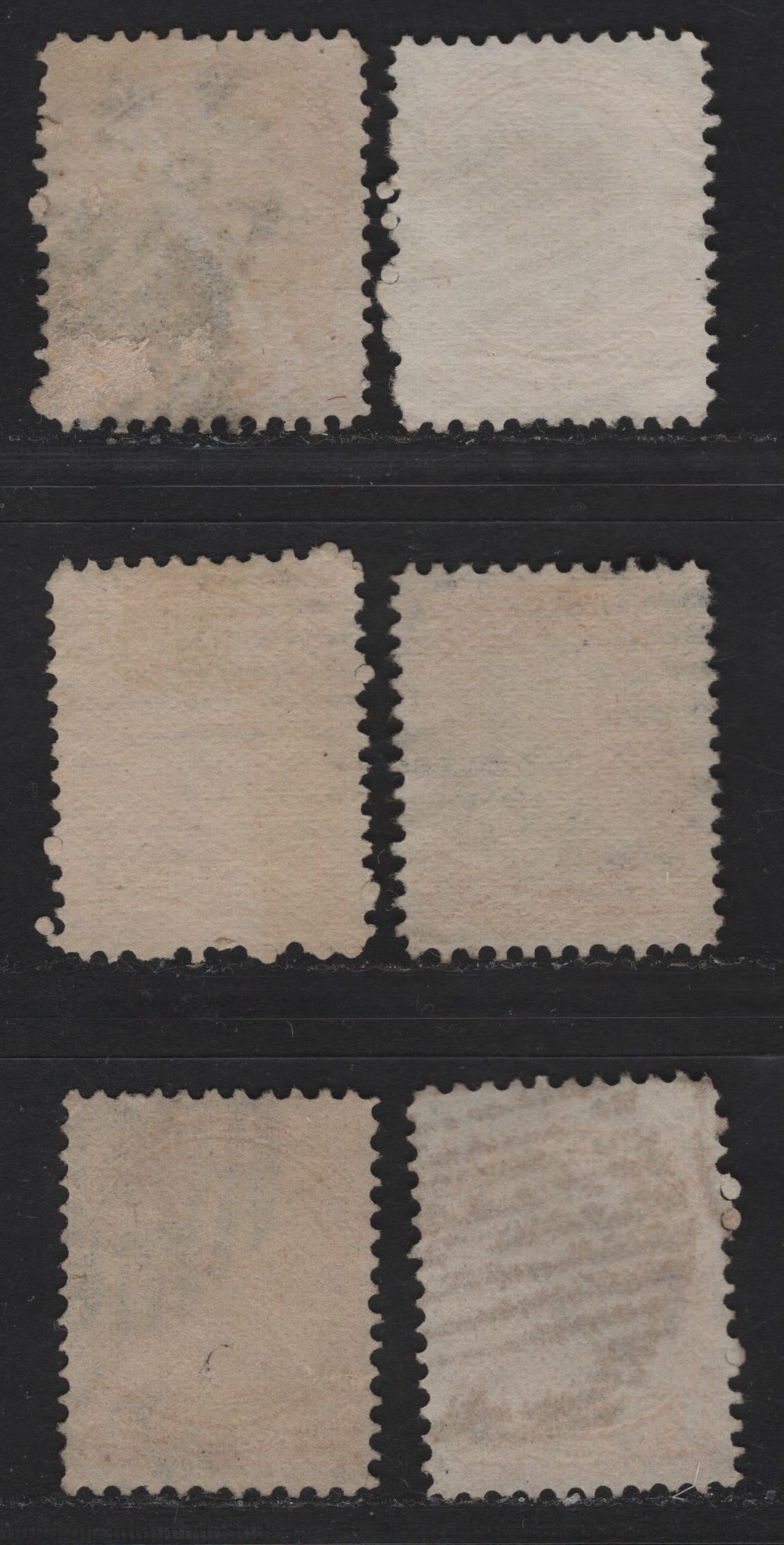 Lot 11 Canada #35vii 1c Ochre Yellow Queen Victoria, 1870-1893 Small Queen Issue, 6 Very Good/Fine Used Singles, Mid Montreal Printings, Paper Types MM-L, EM-A, MM-A, MM-B & MM-F, Perf 11.75x12, Shade Variations