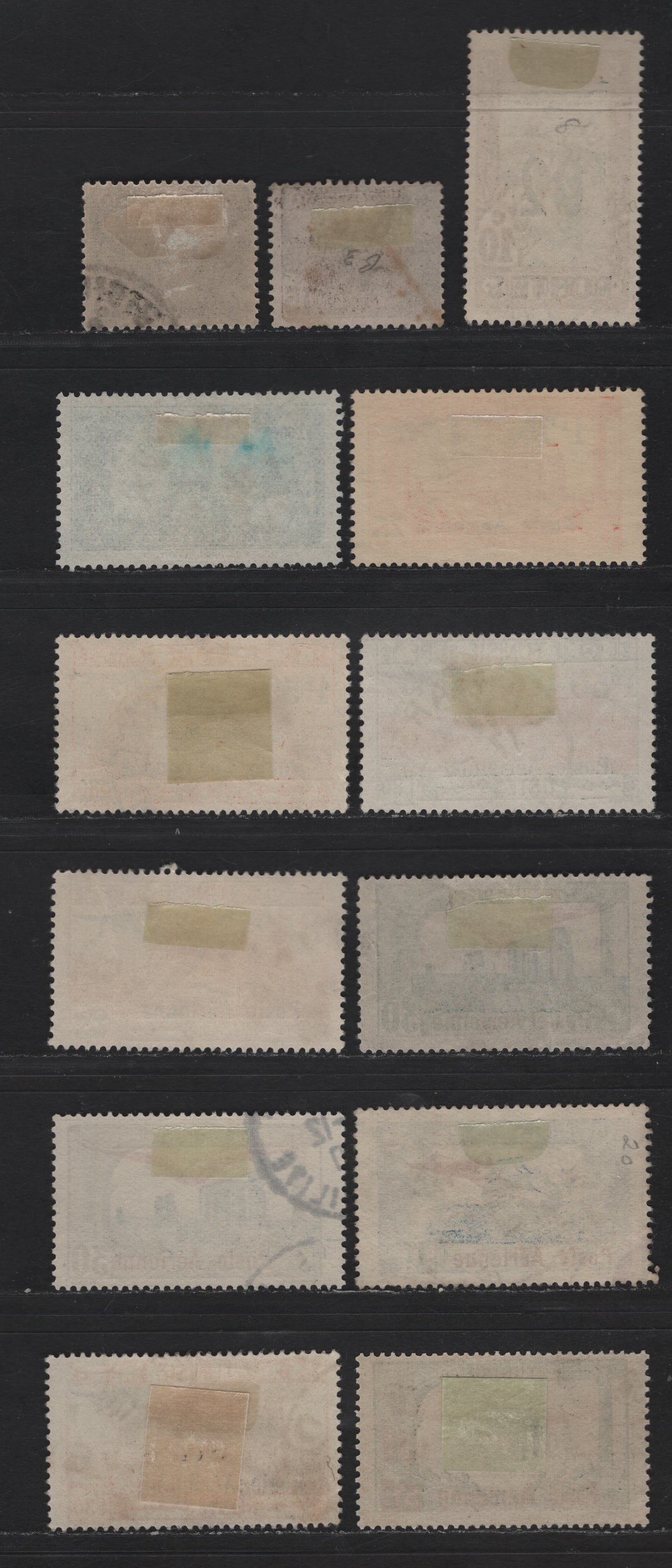 Lot 140 Tunisia SC#C1-C3, C5, C7, C10-C12, B1, B3, B38, B51 30c on 35c - 1.50fr on 2.5fr Olive Green & Brown - Lilac & Olive Brown Mosque at Kairouan - Tunis-Chad Motor Caravan, 1919-1930 Semi Postal - Airmail Issues, 13 Fine/Very Fine Used Singles