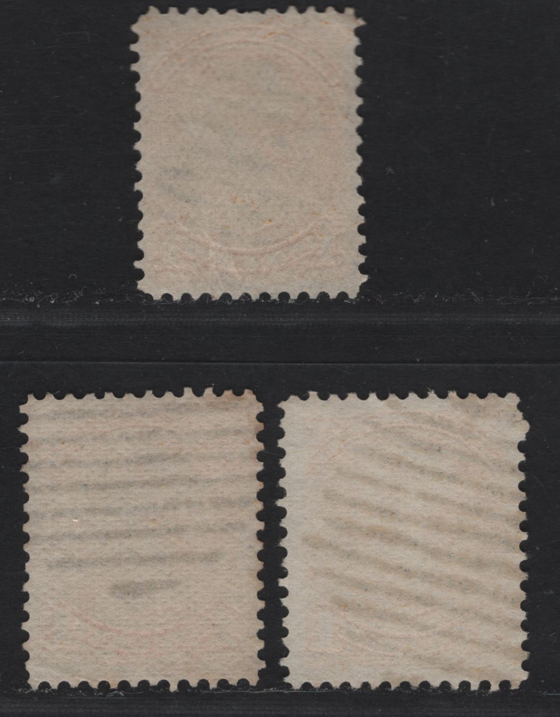 Lot 17 Canada #35i 1c Yellow Queen Victoria, 1870-1893 Small Queen Issue, 3 Fine/Very Fine Used Singles, Mid Montreal Printings, Paper Types MM-B, Plate Dot In Lower Left Corner, Different Shades