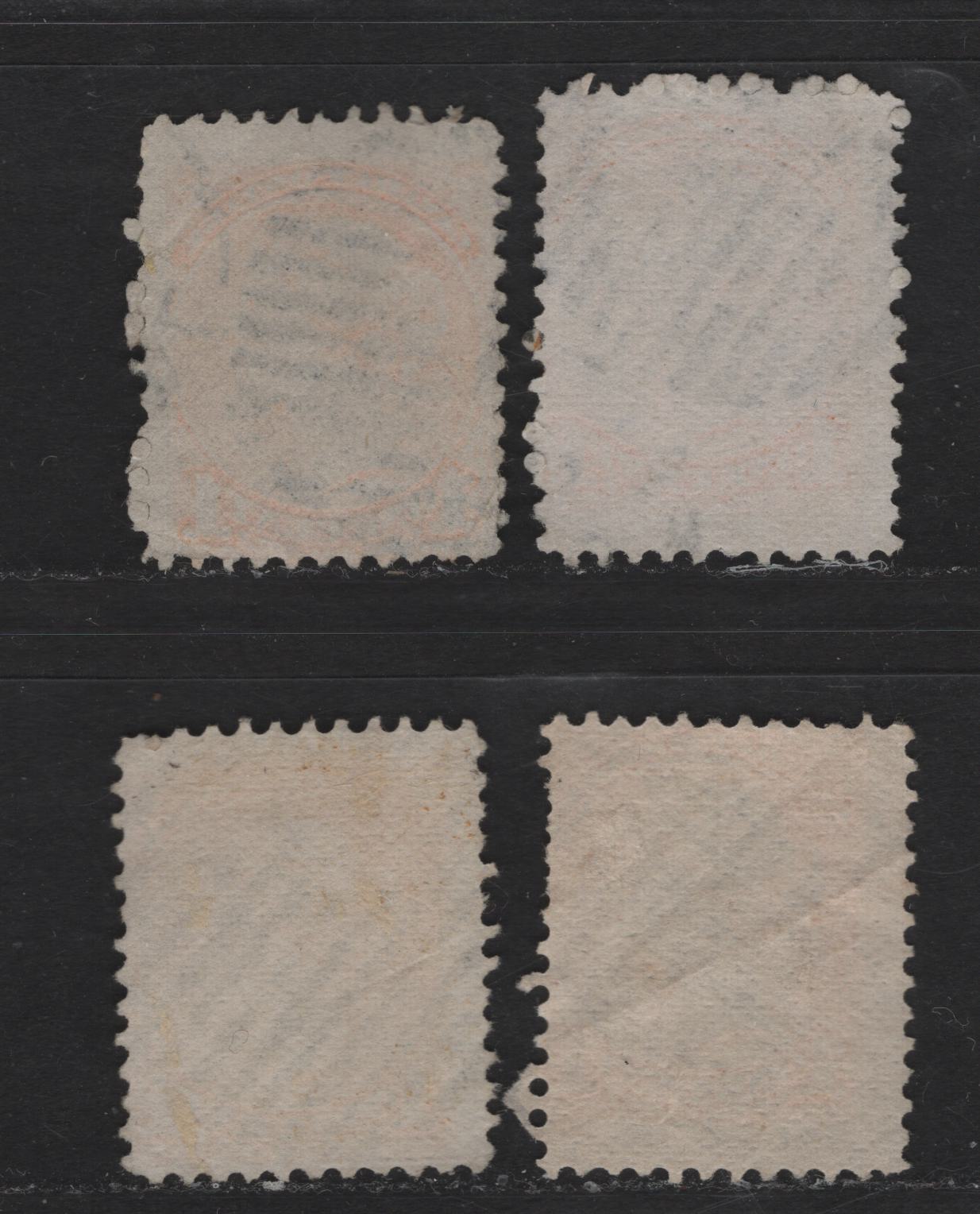 Lot 2 Canada #35a 1c Orange Queen Victoria, 1870-1893 Small Queen Issue, 5 Ungraded Used Singles, Reference Lot, Generally VG or Good, Various Paper Types, Perf 12