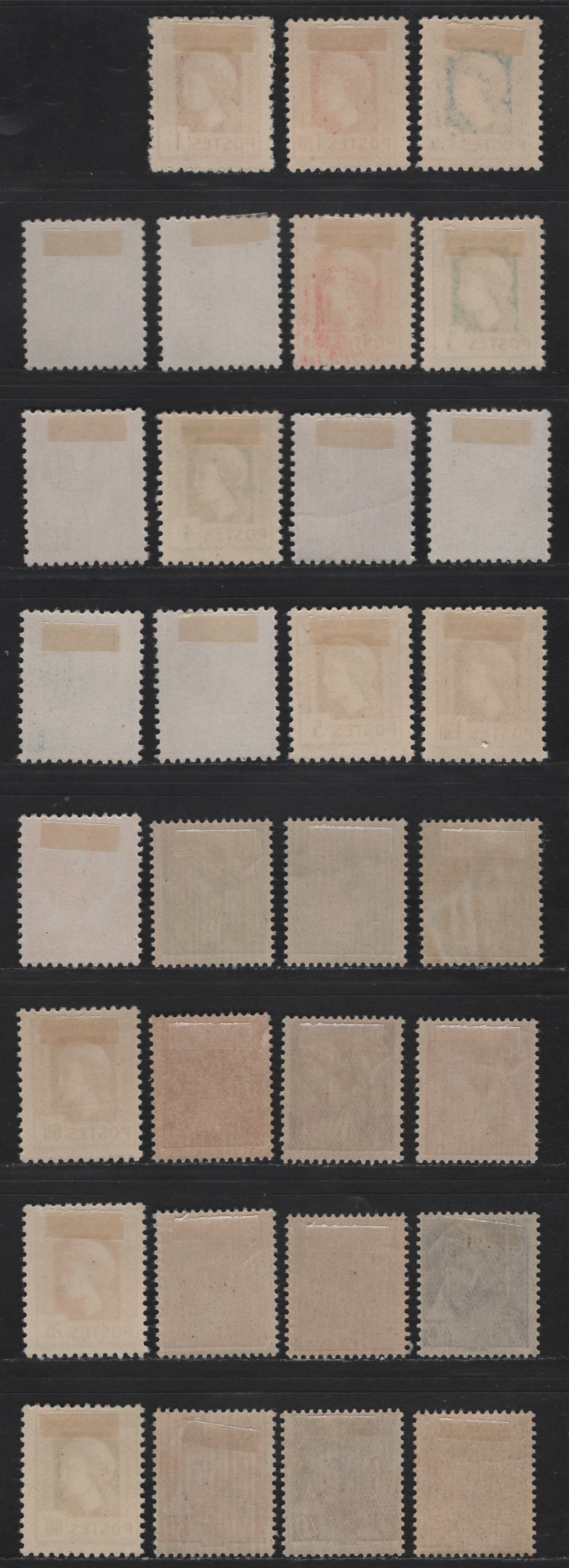 Lot 220 France SC#376/387, 477-495, 499-502 80c - 50c Green - Greenish Blue Iris, Mariane & Gallic Cock, 1944 Pictorial Issues, 31 F/VFOG Singles