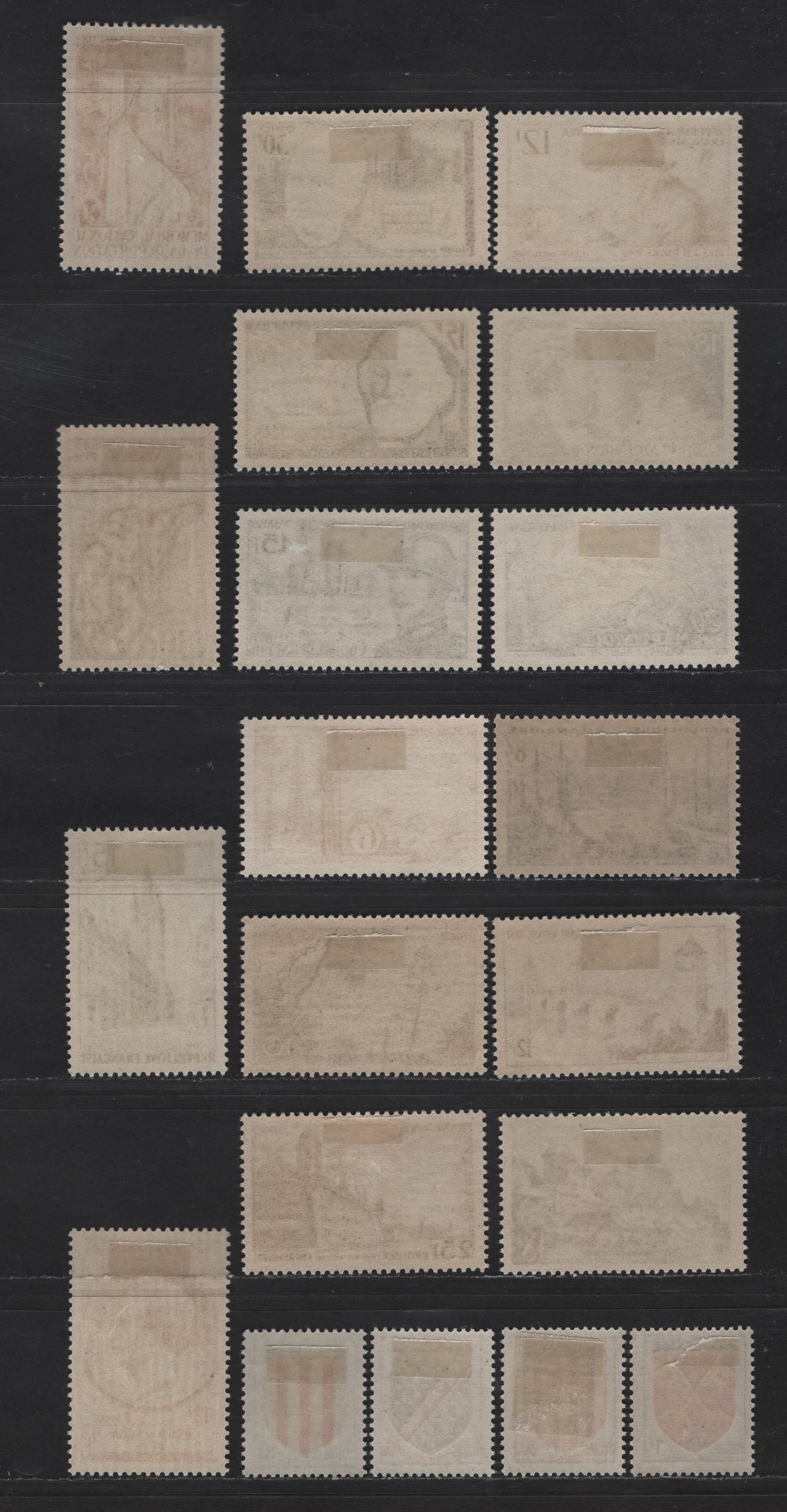 Lot 260 France SC#774-793 6fr - 30fr Carmine-Lake - Prussian Green & Dark Green Bordeaux - Jean Henri Fabre, 1955-1956 Views - Scientists Issues, 20 VFOG Singles, DF, LF & HB Papers