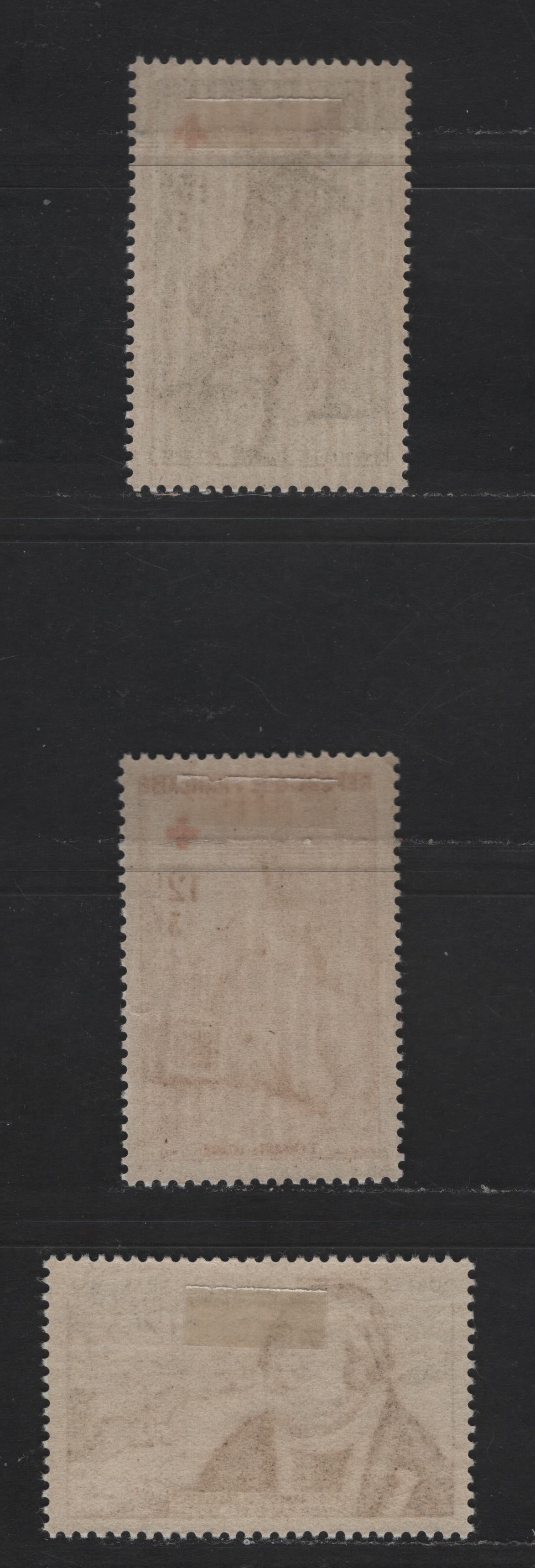 Lot 261 France SC#B300-B302 12fr+3fr Claret - Ultramarine, Green & Dark Brown Child with Cage - Francois of Taxis, 1955 Red Cross - Stamp Day Semi Postals, 3 VFOG Singles, LF Papers