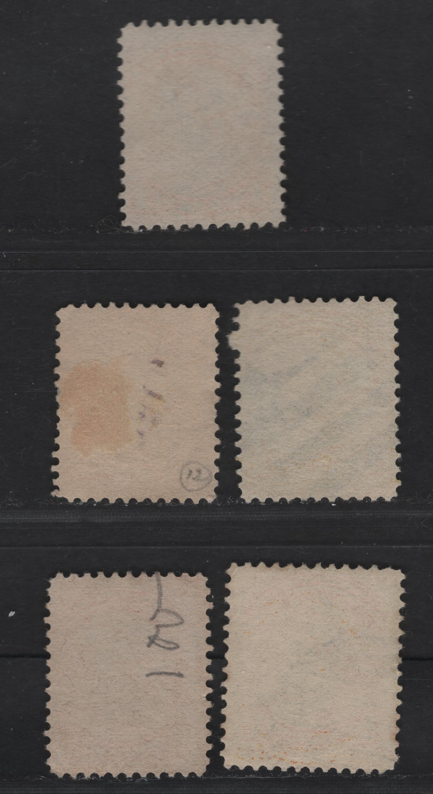 Lot 30 Canada #35i 1c Yellow & Bright Yellow Queen Victoria, 1870-1893 Small Queen Issue, 5 Fine Used Singles, Mid Second Ottawa Printing, 2O-J Paper, Perfs 12.1z12, 12x12.1, 11.9x12.1,