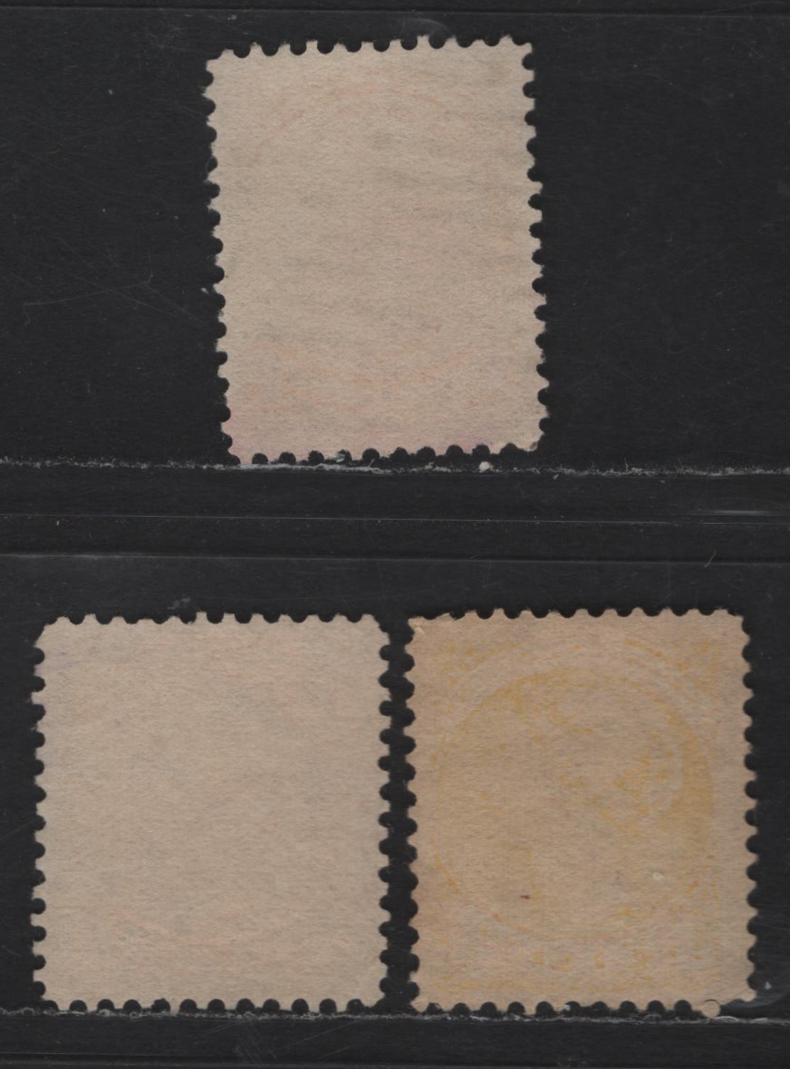 Lot 301 Canada #35 1c Pale Bright Yellow, Yellow & Pale Yellow Queen Victoria, 1870-1893 Small Queen Issue, 3 Very Fine Used Singles, Mid Second Ottawa Printings, Perfs 12 & 12x12.1, 2O-L Paper