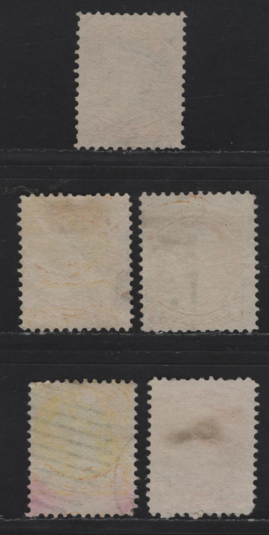 Lot 302 Canada #35 1c Deep Yellow, Bright Yellow, Dull Yellow & Yellow Queen Victoria, 1870-1893 Small Queen Issue, 5 Fine/Very Fine Used Singles, Mid Second Ottawa Printings, Paper 2O-M