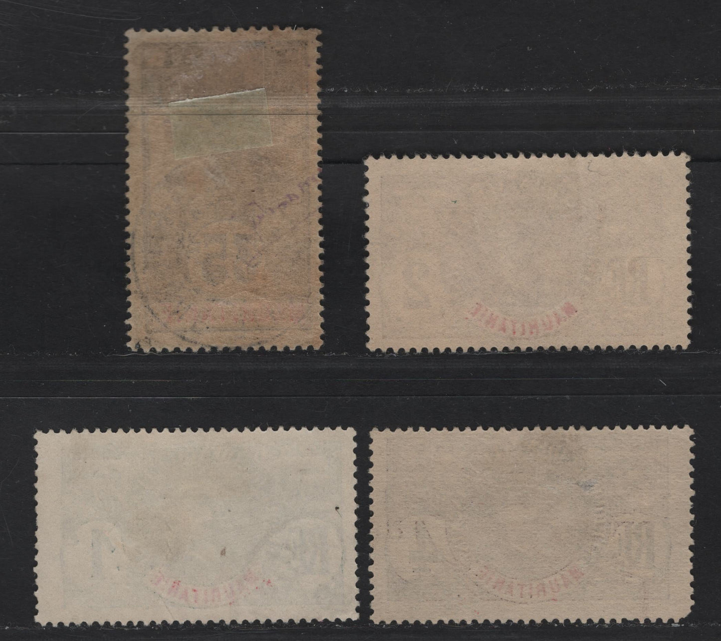 Lot 34 Mauritania SC#1-3, 10 1c - 35c Slate & Red - Black & Red on Yellow Gen. Faidherbe - Oil Palms, 1906-1907 Pictorial Issue, 4 Fine Used Singles