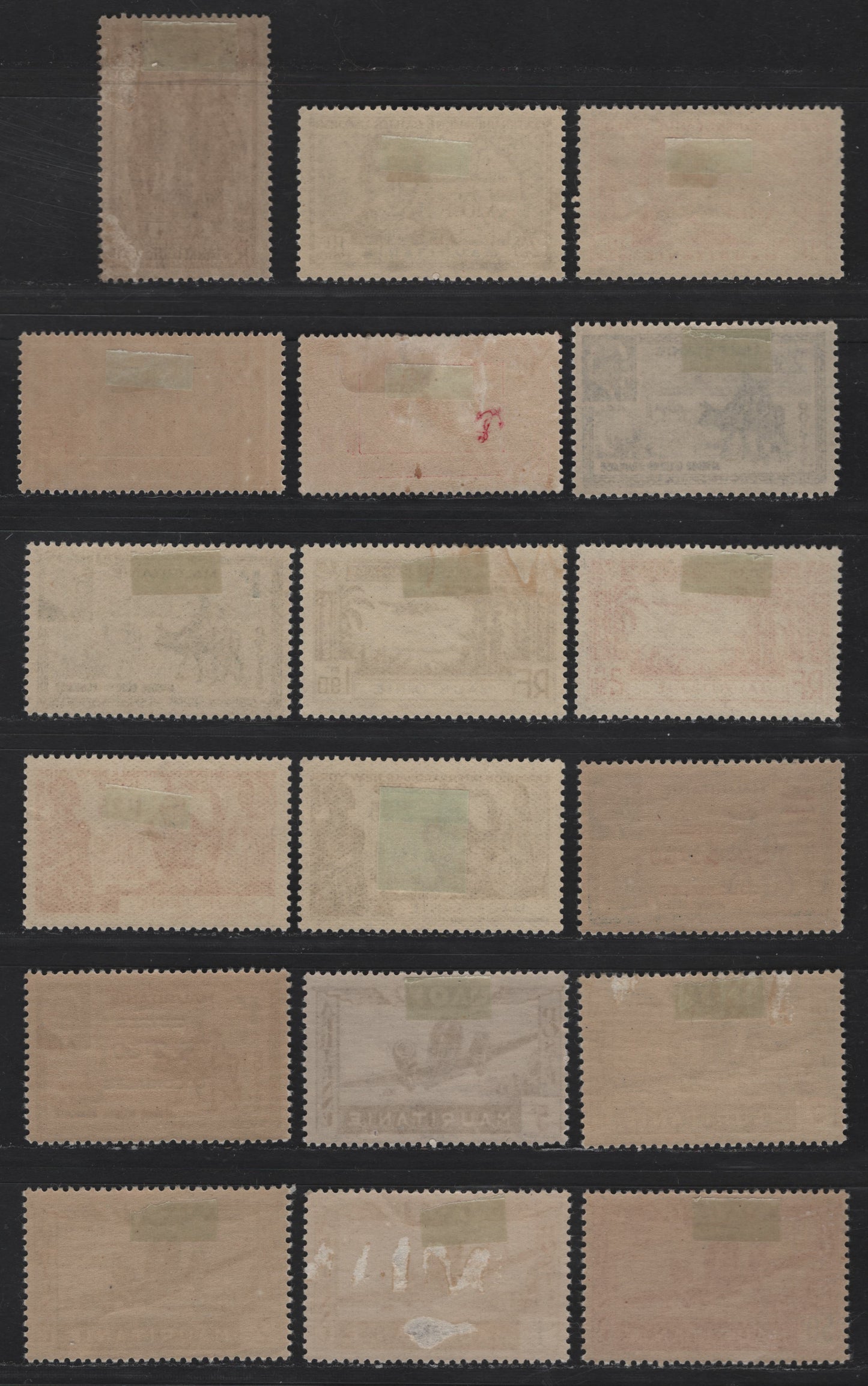 Lot 37 Mauritania SC#109, 111, 114-115, B15A-B, 72, 112-113, B1-B2, C1-C2, C6-C10 90c - 5fr Orange Brown & Orange - Violet & Brown Red Caillie - Airplane, 1937-1942 Paris Exhibition - Airmail Issues, 18 F/VFOG Singles