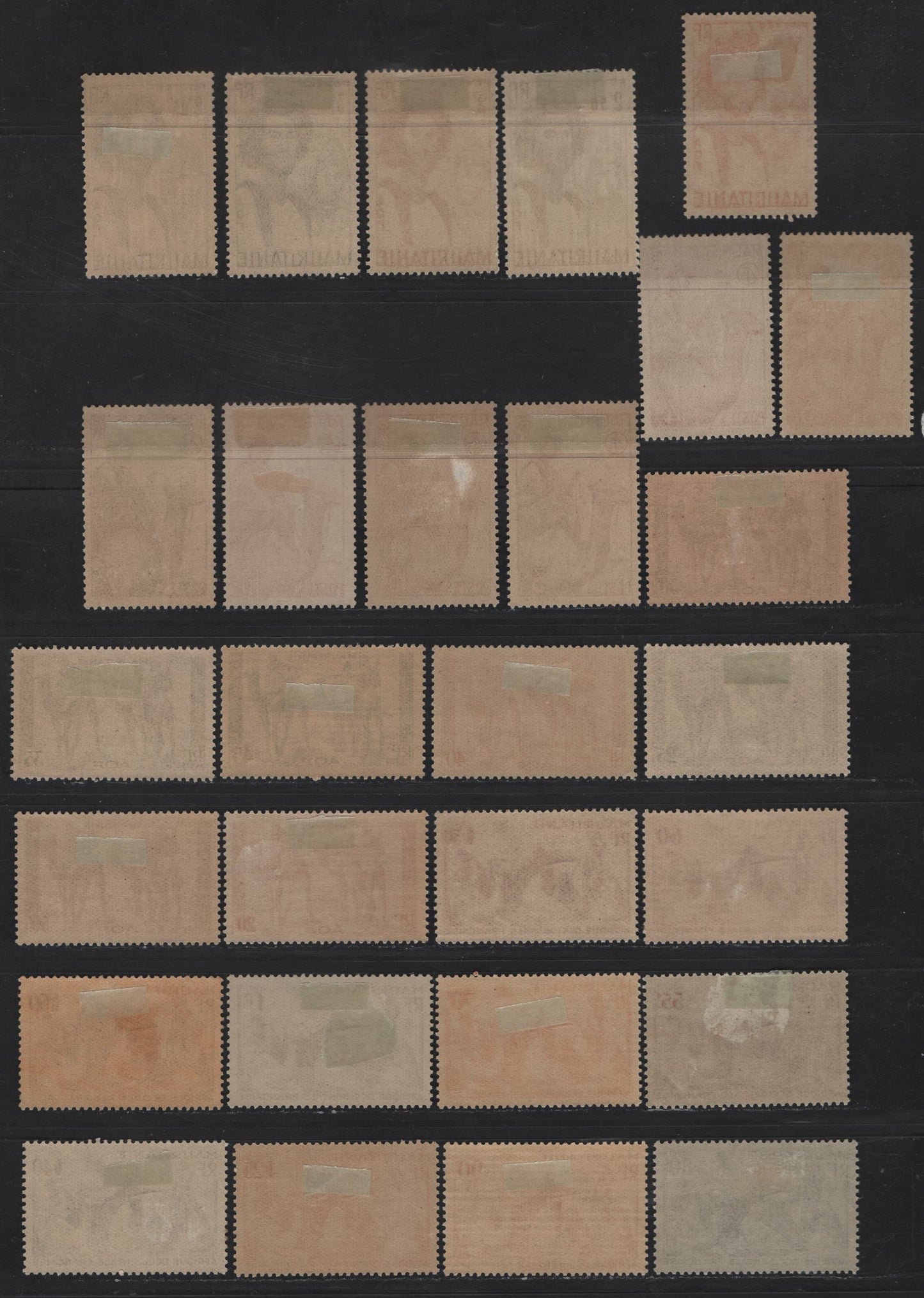 Mauritania SC#76/106 2c - 5fr Violet Black - Scarlet Camel Rider - Mauri Couple, 1938-1940 Pictorial Definitive Issue, 28 VFOG Singles