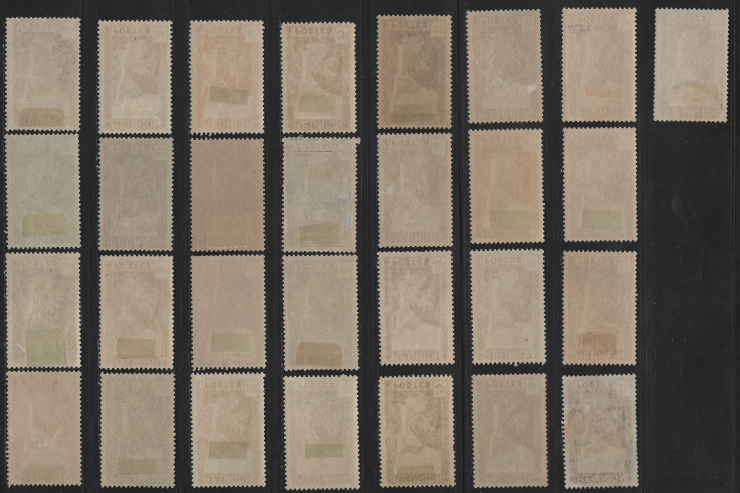 Lot 81 Reunion SC#126-133, 135, 155, 157 1c - 1.60fr Violet - Dark Carmine Rose Cascade of Salazie, 1933-1940 Pictorial Definitive Issue, 29 VFOG Singles, Crackly & Glossy Gum, Many Unlisted Shades