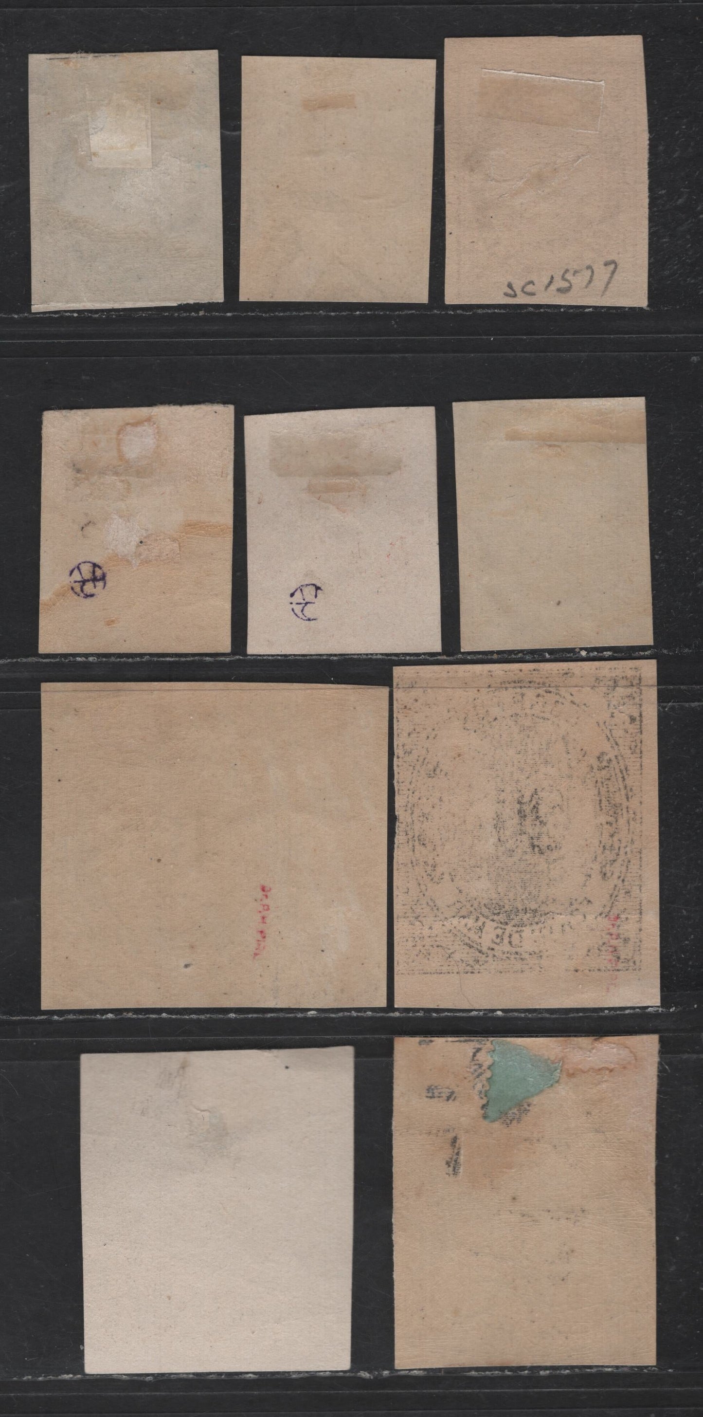 Lot 118 Mexico SC#JX9-JX12, JX26-JX31 2c - 100c Black - Grayish Purple Numerals, 1875-1879 Porte de Mar Issue, 10 VG/F/VGOG & Unused Singles, Black Stamps Have All been Checked & Verified As Genuine