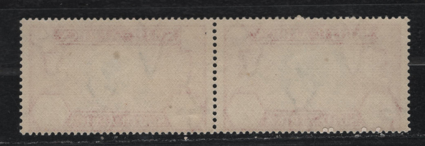 Lot 240 South Africa SC#69var 1d Carmine Rose & Black King George V, 1935 Silver Jubilee Issue, A VFNH Pair, Horn On Kings Head
