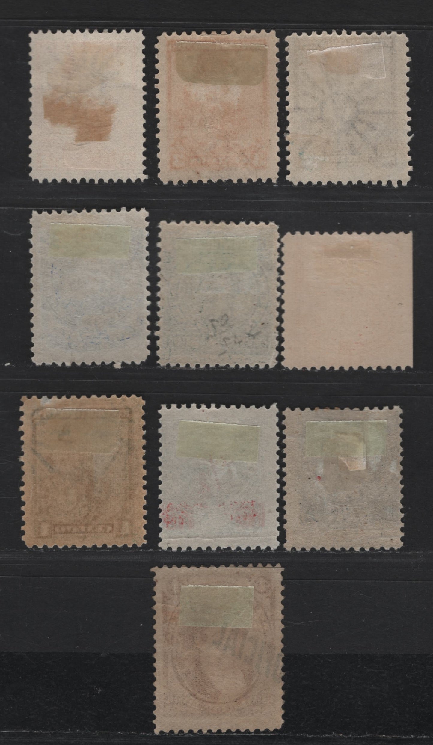 Lot 8 Argentina SC#68, O5, 52, 75, 83, 84, 123-125, 126E 1/2c - 4c Red Brown - Yellow Sun Over Letter - Seated Liberty, 1884-1903 Sun Over Letter, Surcharges & Seated Liberty Issues, 7 VG/F/VFOG Singles, Perf 11.5, 4c Yellow Has No Gum