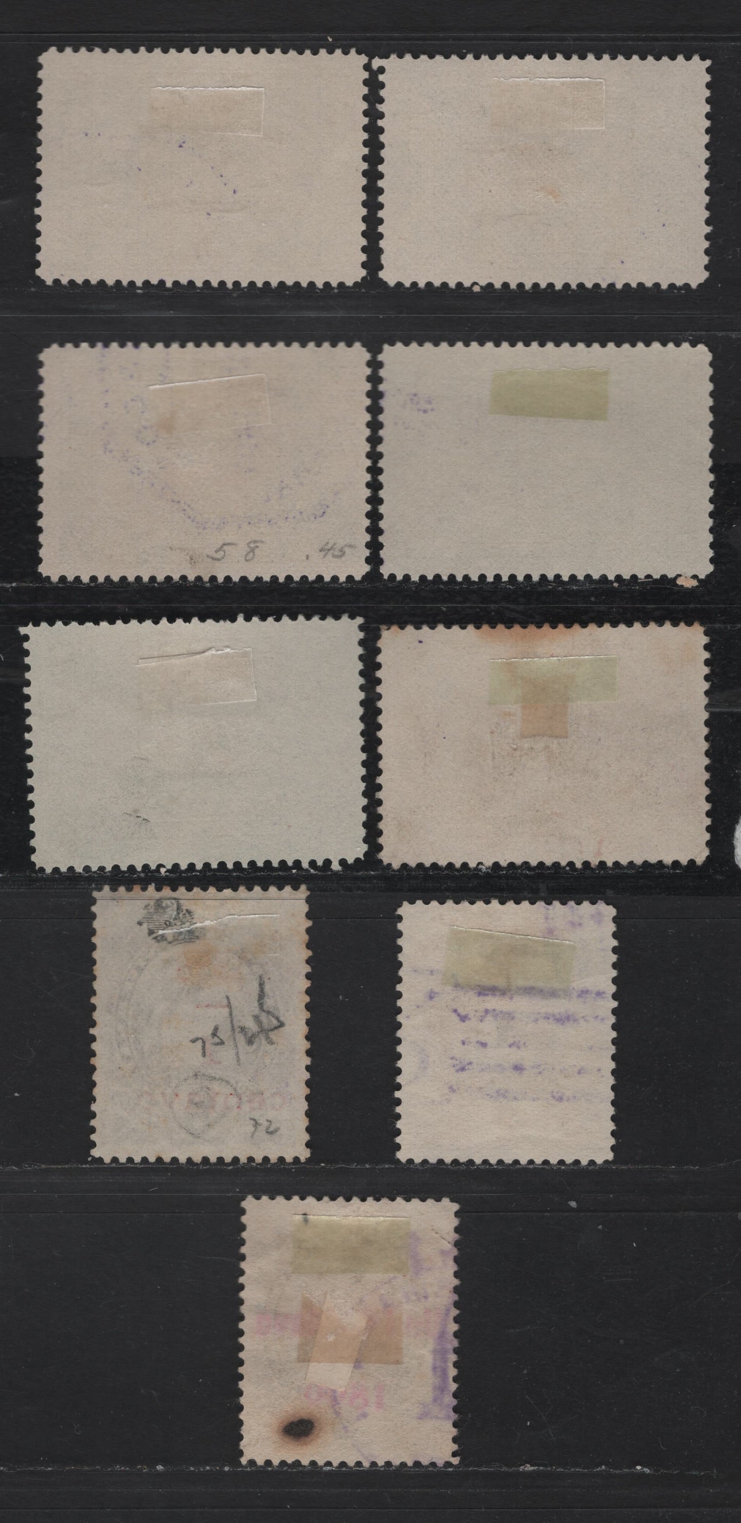 Lot 91 Guatemala SC#56, 60-61, 63, 67, 70, 72, 75, 97 1c on 2c - 1c on 5c Brown - Violet Surcharged Portraits, 1894-1899 Surcharged Issues, 9 Fine/Very Fine Used Singles