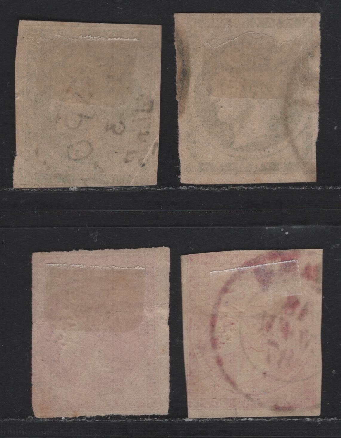 Greece SC#53, 56-a 5L - 20L Green, Pale Rose & Rose Hermes Head, 1880-1882 Large Hermes Head Issue, 4 Very Good Used Imperf Singles & Pair