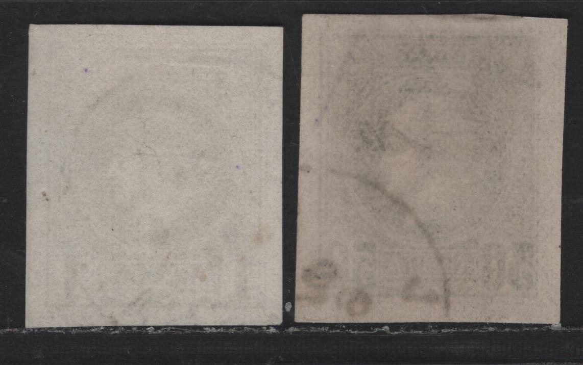 Lot 118 Greece SC#71-72 50l - 1d Gray Green - Gray Hermes Head, 1886-1888 Small Hermes Head Issue, 2 Extremely Fine Used Imperf Singles, Jumbo Margins, Belgian Printing With Clear Impressions