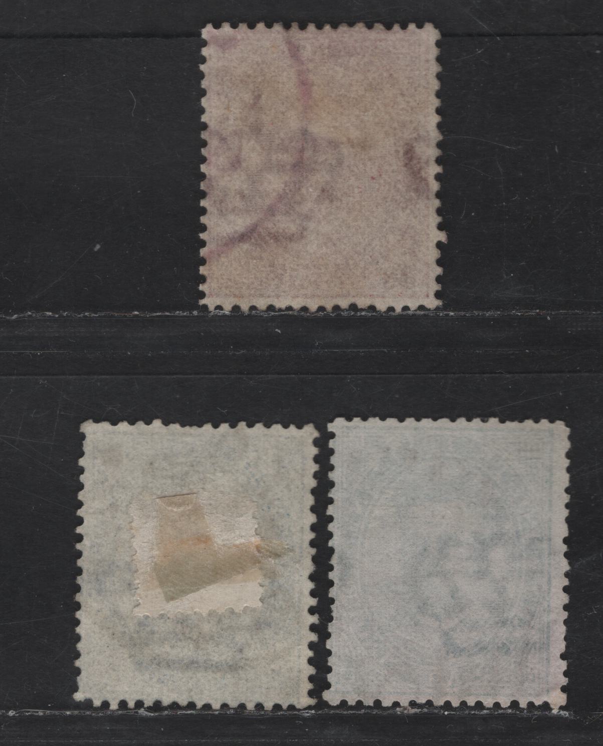 Italy SC#45-46, 48 5c, 10c & 25c Blue Green, Claret & Blue Humbert I, 1879 Humbert I Issue, 3 Fine Used Singles