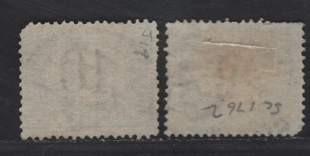 Italy SC#J15, J19 2l & 10l Light Blue & Brown - Blue & Brown Numeral, 1870-1925 Postage Dues, 2 Very Good Used Singles, Early Printings