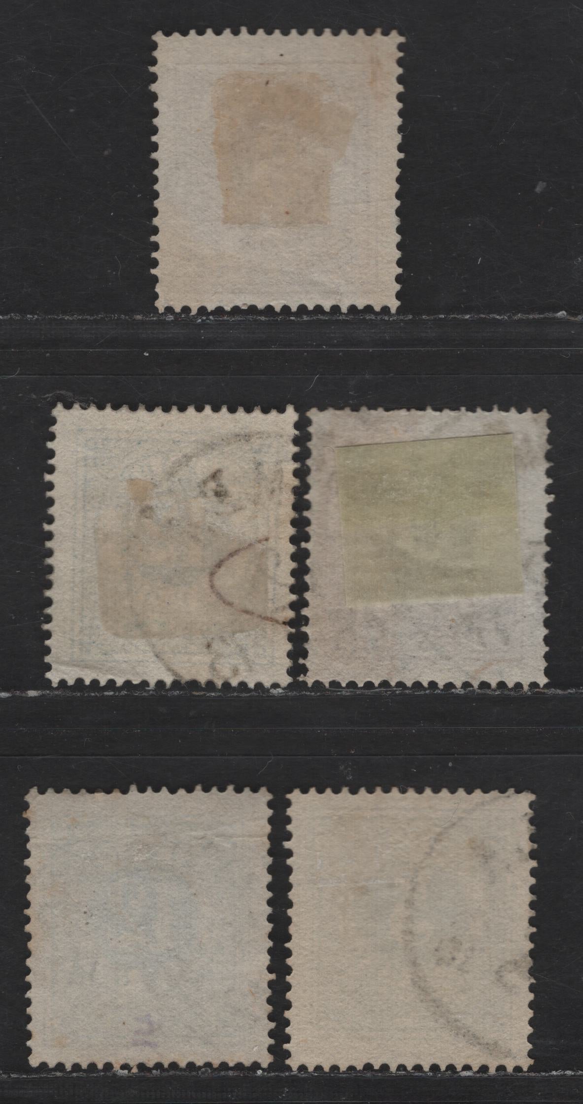 Sweden SC#17, 20, 22, 19 5o - 60o Blue Green - Violet Numeral, 1872-1877 Numeral Issue, 5 Very Fine Used Singles, Perf 14