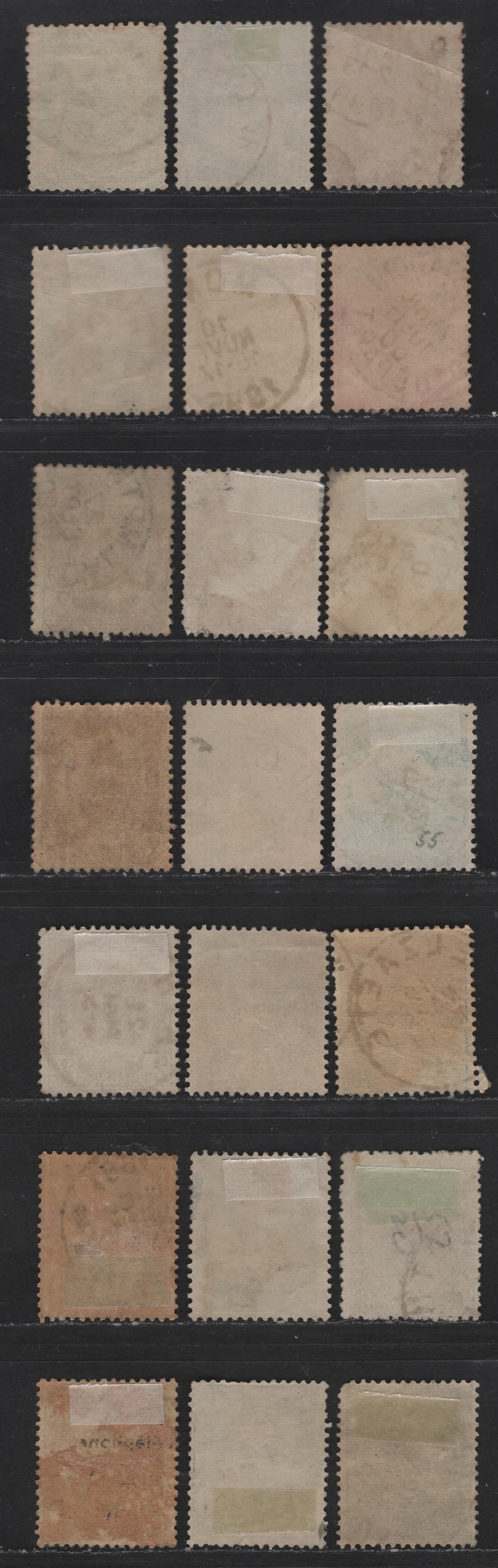 Lot 27 Belgium SC#60-69a, 71 1c - 35c Gray - Red Brown Leopold II, 1893-1900 Leopold II Sunday Labels Issue, 21 Fine Used Singles, Shade Variations