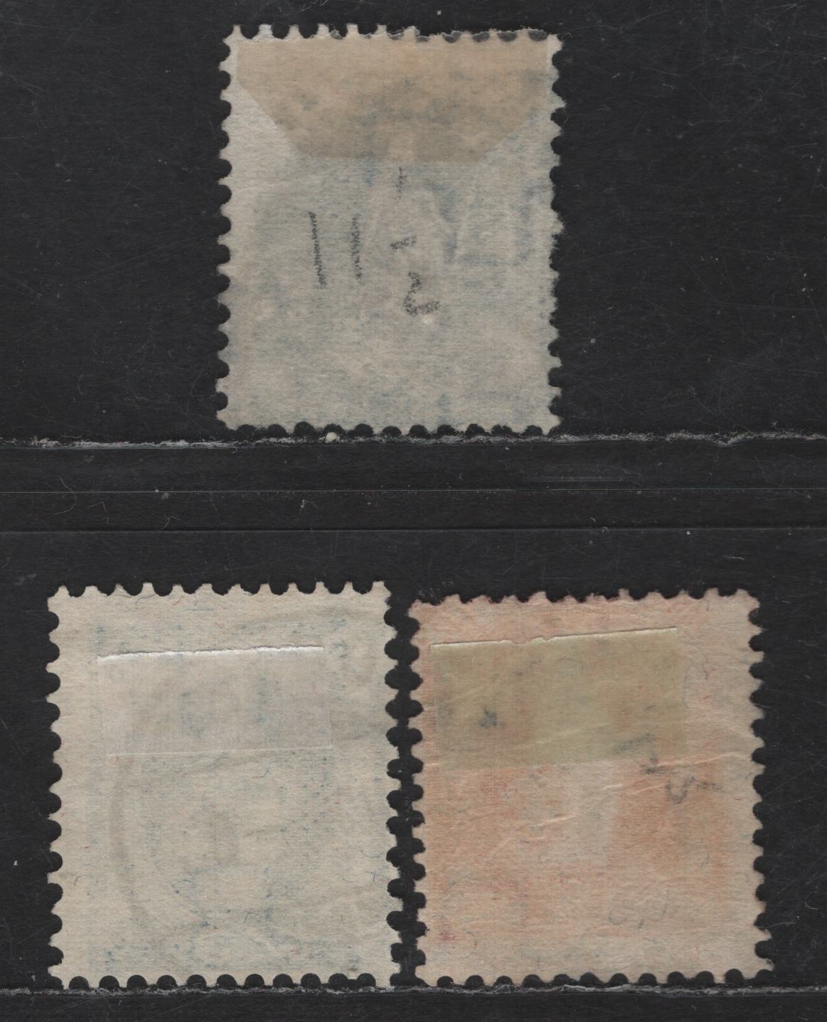 Lot 286 Switzerland SC#112a, 120a, 124 25c - 1fr Deep Blue - Carmine Helvetia, 1906-1907 Standing Helvetia Issue, 3 Very Good Used Singles, Perfs 11.5, 11.5x12 & 11.5x11, Wmk Frosses, Regular & Granite Paper