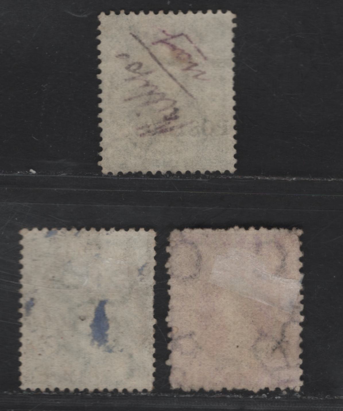 Lot 294 Natal SC#43, 49, 50 6d - 1/- Violet - Green Chalon Head, 1870-1875 Chalon Heads Overprinted Issue, 3 Very Good/Very Fine Used Singles