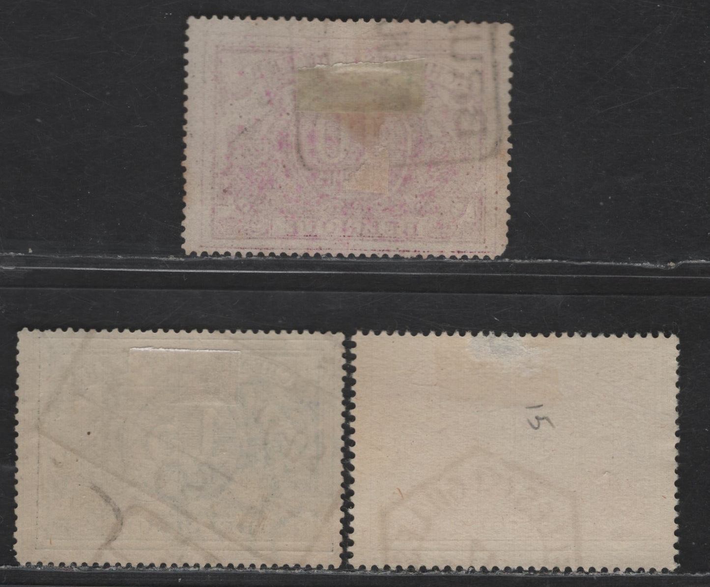 Lot 32 Belgium SC#Q7a, Q8, Q11 10c - 50c Rosebrown - Rose Numerals, 1882-1894 Parcel Post Issue, 3 Fine Used Singles