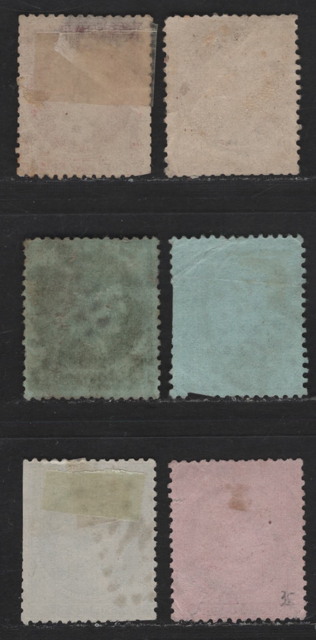 Lot 62 France SC#28b, 51, 53-a, 57, 63b 80c Carmine on Pinkish - Carmine Rose on Pinkish Napoleon III - Ceres, 1862-1875 Napoleon III & Ceres Issues, 6 Ungraded Singles, All With Faults, Smaller & Larger Numerals