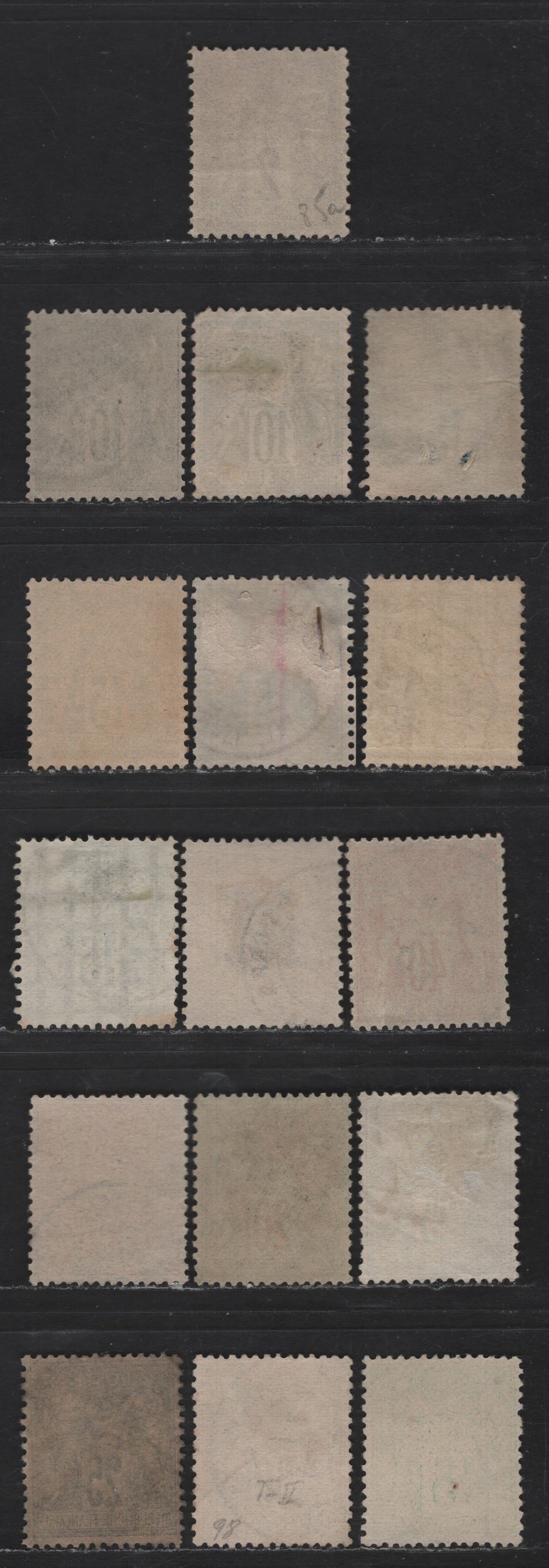 Lot 73 France SC#88a, 91, 91b, 92, 103, 95, 95b, 98, 100, 101a, 104 2c - 5c Brown on Yellow - Yellow Green Peace & Commerce, 1877-1900 Peace & Commerce Issue, 16 Very Fine Used Singles, Type 2, Shade Variations, Regular & Quadrille Papers On 15c