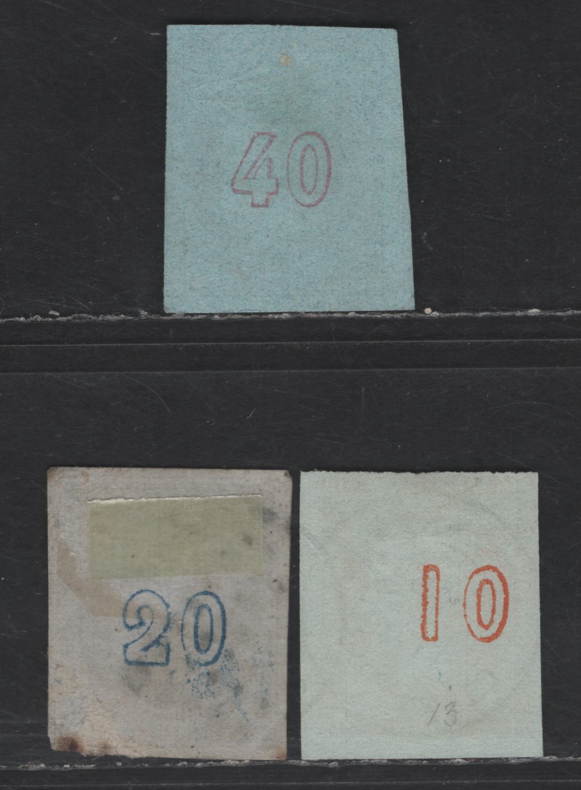 Lot 90 Greece SC#26-28 10l - 40l Pale Orange on Bluish - Rose Violet on Blue Hermes Head, 1868-1870 Large Hermes Heads Issue, 3 Very Good Used Singles, Shallow Thins & Toning on 20l, Cleaned Plates Printings