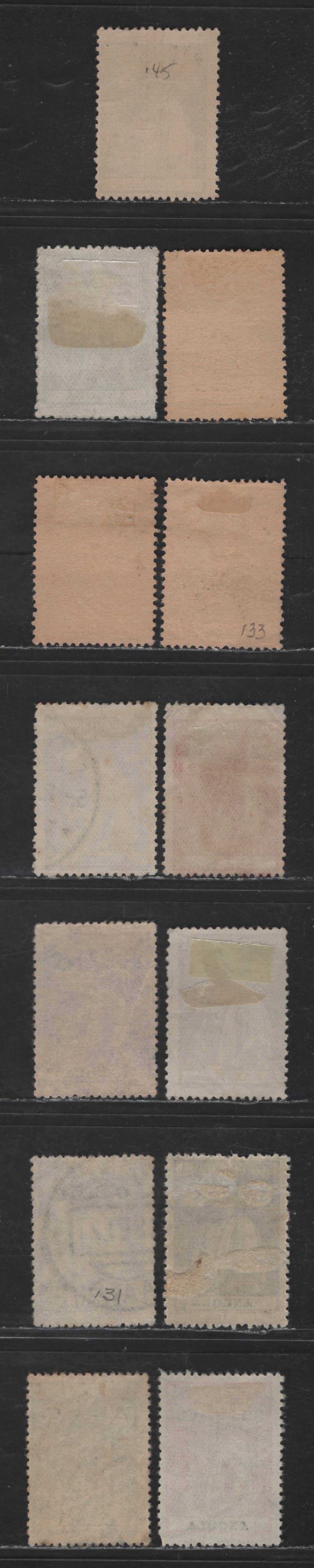 Lot 213 Angola SC#118, 120, 125, 137-140a, 144, 149, 154 1/4c - 80c Olive Brown - Pink Ceres, 1914-1922 Ceres Issue, 13 Fine/Very Fine Used Singles, Perf 15x14, Ordinary & Chalky Paper