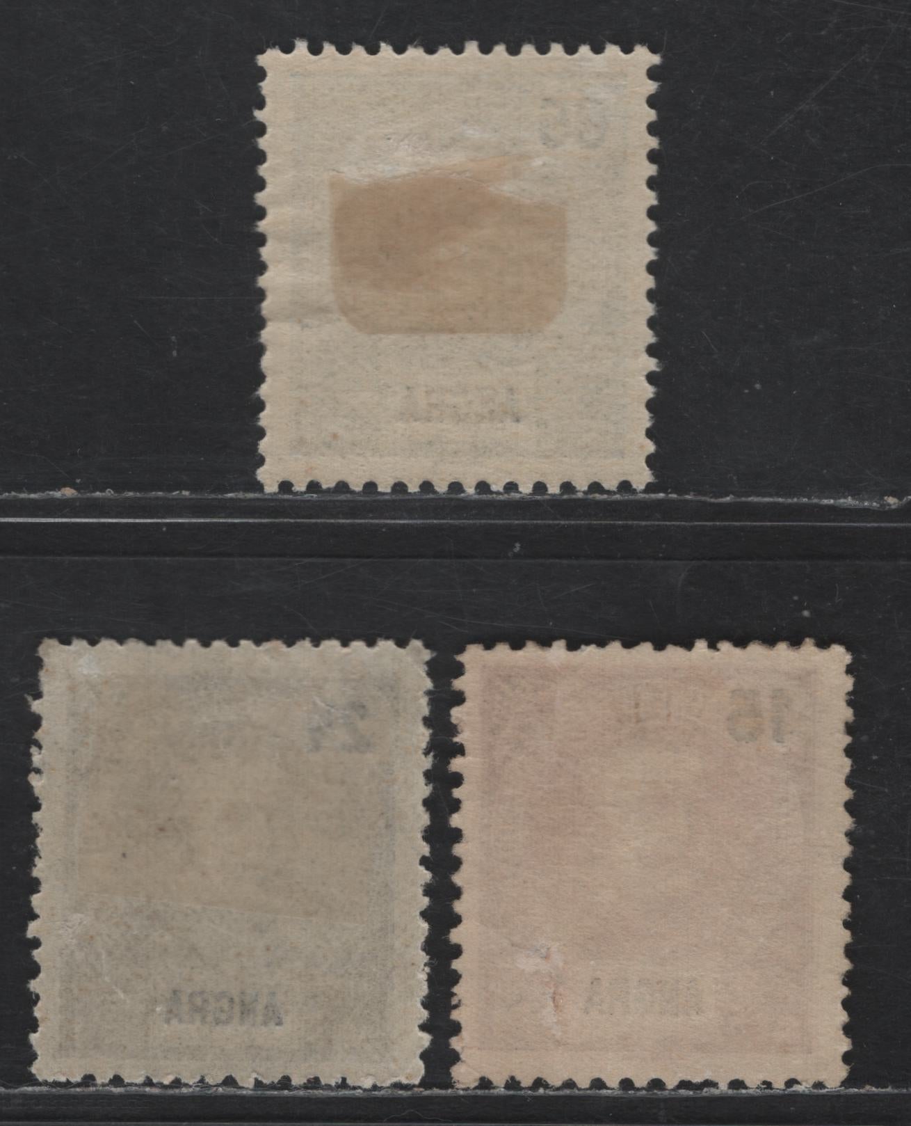 Lot 232 Angra SC#14, 17, 24 2.5r - 65r Gray - Slate Blue King Carlos, 1897-1905 King Carlos Portraits Issue, 3 F/VFOG Singles