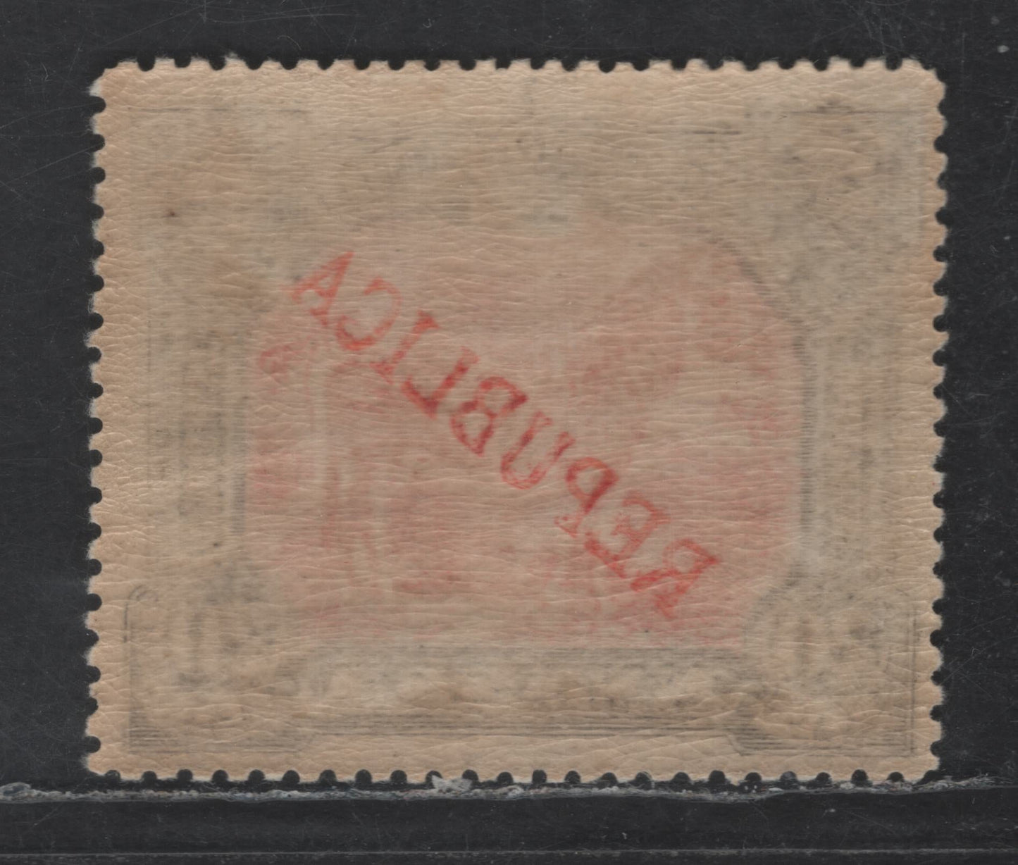 Lot 256 Nyassa SC#54var 20r Black & Carmine Lake Zebra, 1911 Republica Overprinted Issue, A VFOG Single, Full Overprint Offset on Gum, Perf 14.25