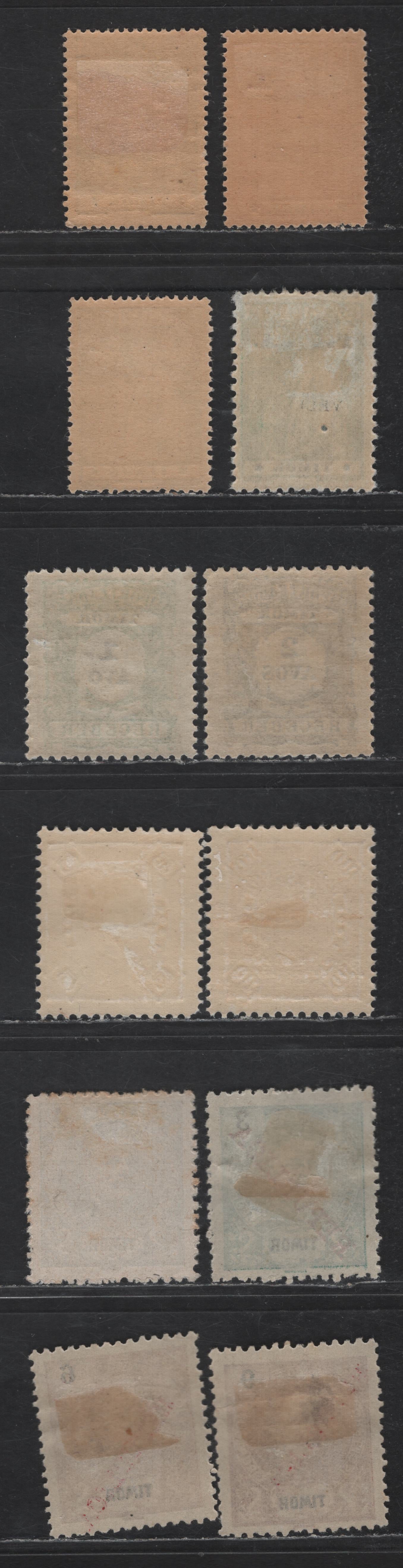 Lot 322 Timor SC#22-23, 59, 109, 135-136, 156-157, 160, 175, J1-J2 5r - 2a Yellow - Slate King Carlos - Numerals, 1894-1904 King Carlos & Postage Due Issues, 12 F/VFOG Singles