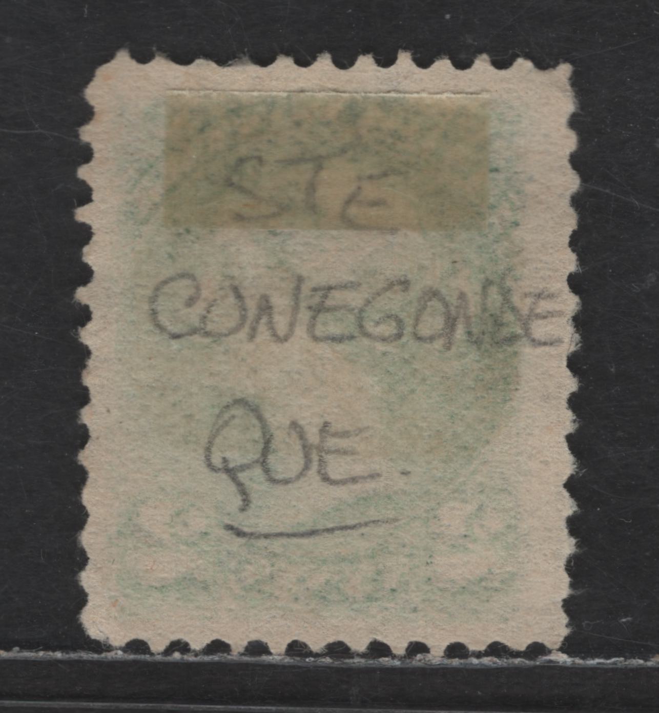 Lot 365 Canada SC#36i 2c Grass Green Queen Victoria, 1870-1893 Small Queen Issue, A Very Fine Used Single, Mid Second Ottawa Printing, Paper 2O-J, Perf 12x11.9, Ste Cunegonde QC Squared Circle Cancel