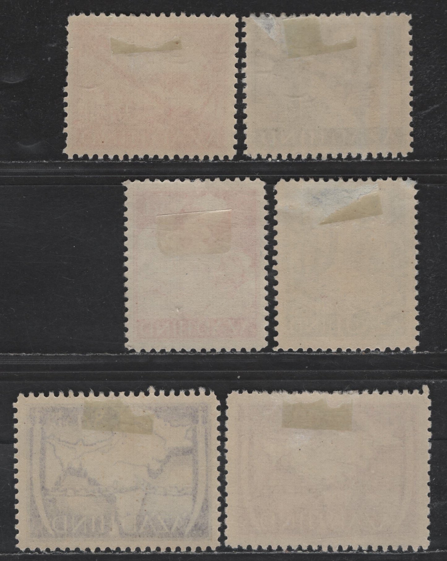 Lot 183 India MI#IA-VIA 1a+1a - 12a+1r Brownish Black - Carmine Rose Scenery, 1943 Liberation Issue, 6 F/VFOG Singles