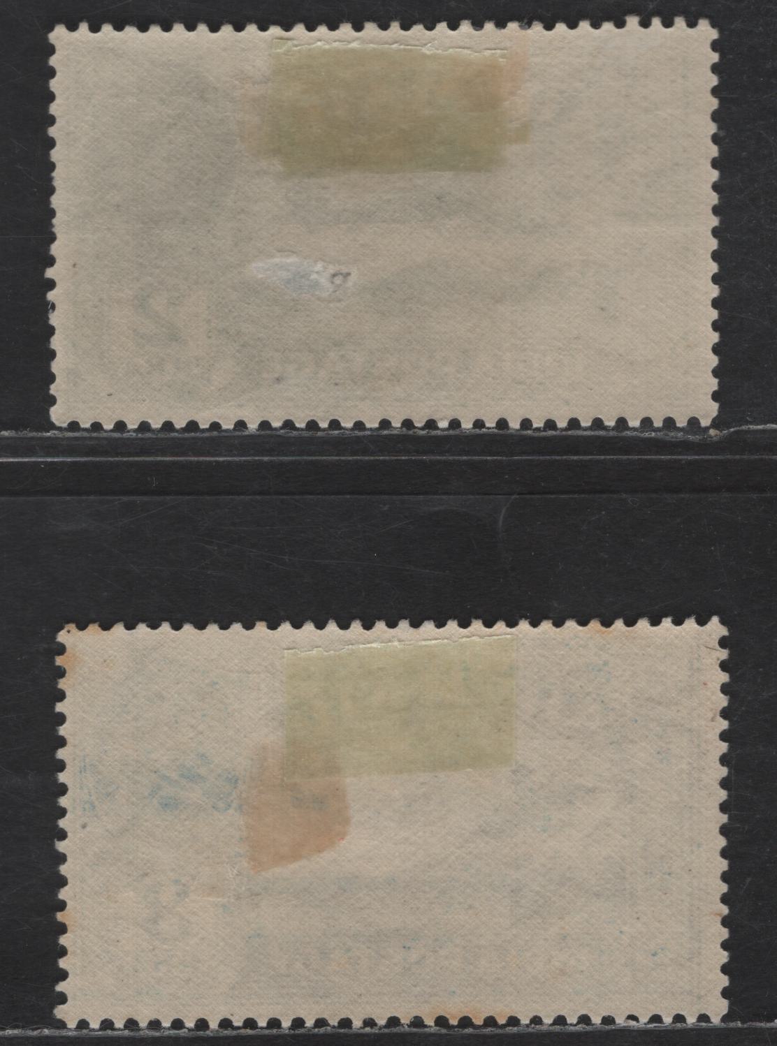 Lot 235 India #220w, 221w 2a Deep Blue Green & 3a Blue, 1929 Airmail Issue, 2 F & VF OG Singles With Sideways And Inverted Watemark