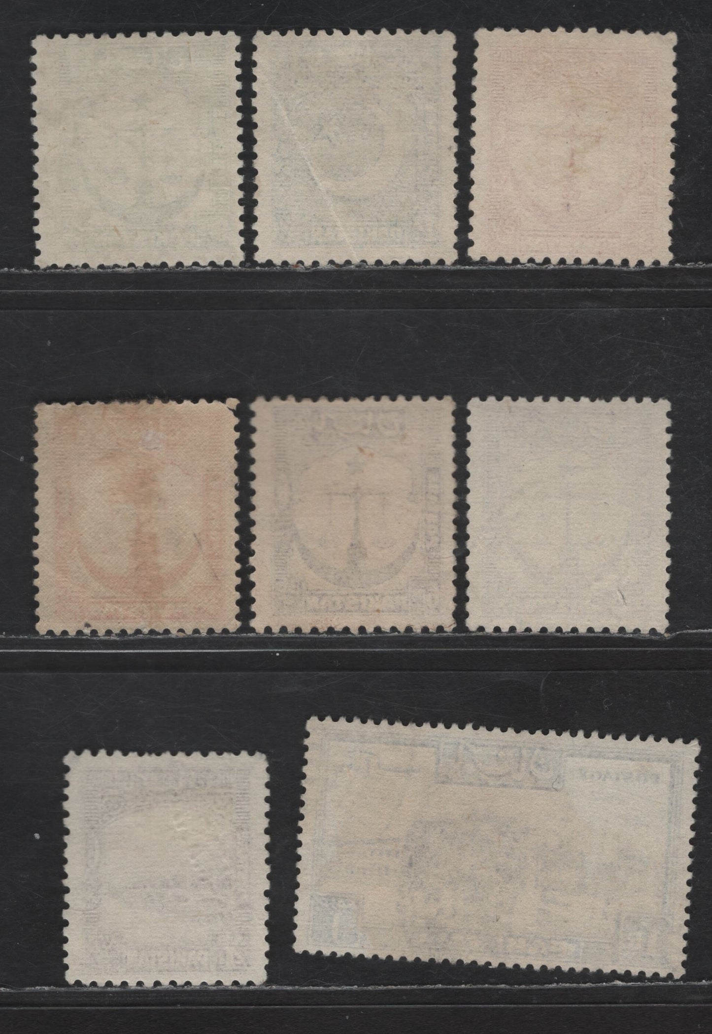 Pakistan #24-27, 24a, 33, 38a 3p Red - 1R Ultramarine, 1948-1957 Pictorial Issue, 8 F & VF Used Singles Perf 12 1/2 & 13 1/2