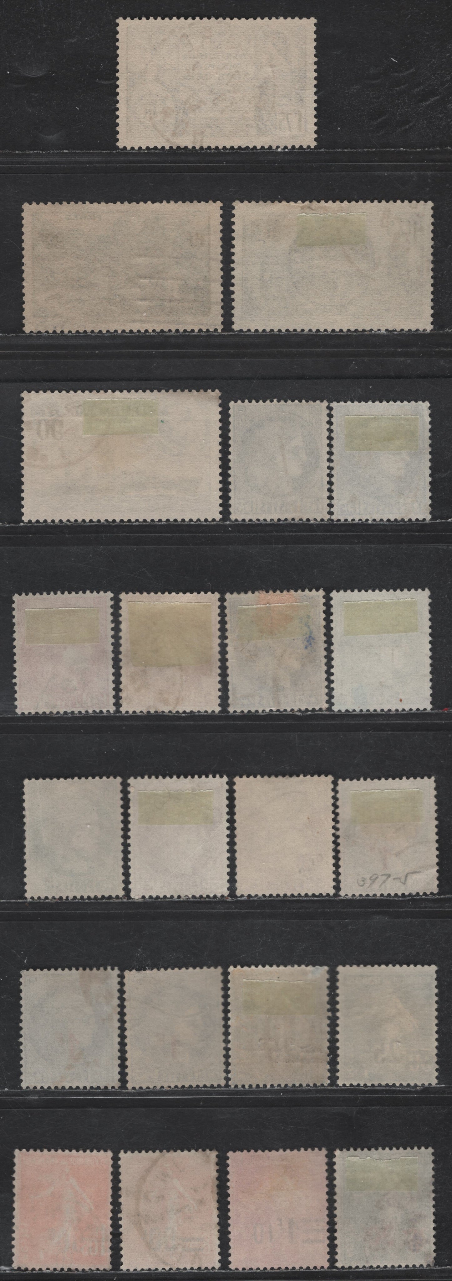 Lot 289 France #227, 233, 234, 240, 332, 334, 335-338, 340, 352, 371, 397-399, 400 25c On 30c Light Blue - 1fr On 2.50fr Light Green,1926-1927 & 1940-1941 Surcharge Issues, 22 F & VF Used Singles