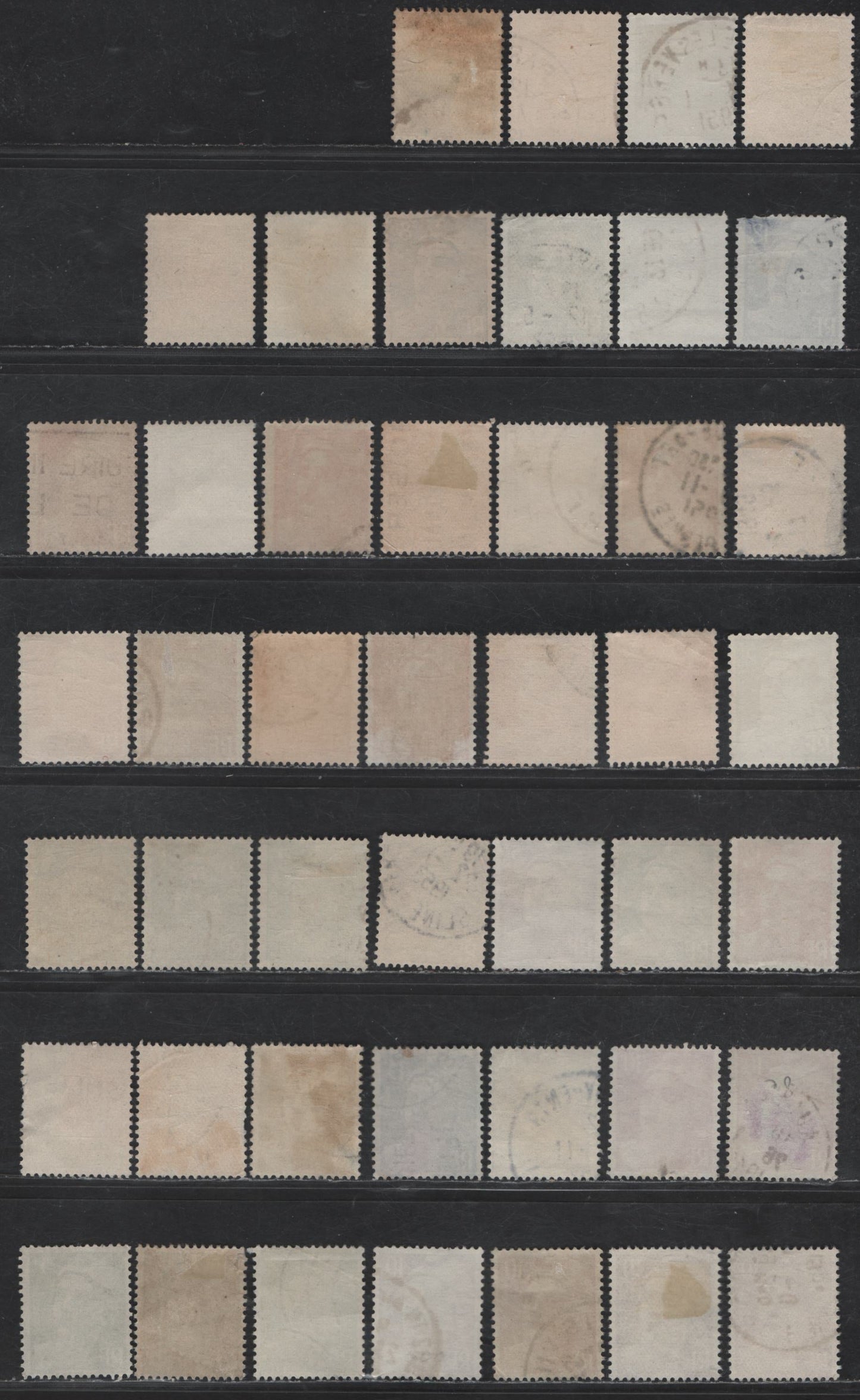 Lot 300 France #576-580, 595-602, 650-654, 610 1.3fr Dull Blue - 18fr Cerise,1945-1949 Mariame Definitives Issue, 45 F & VF Used Singles With Numerous Shades